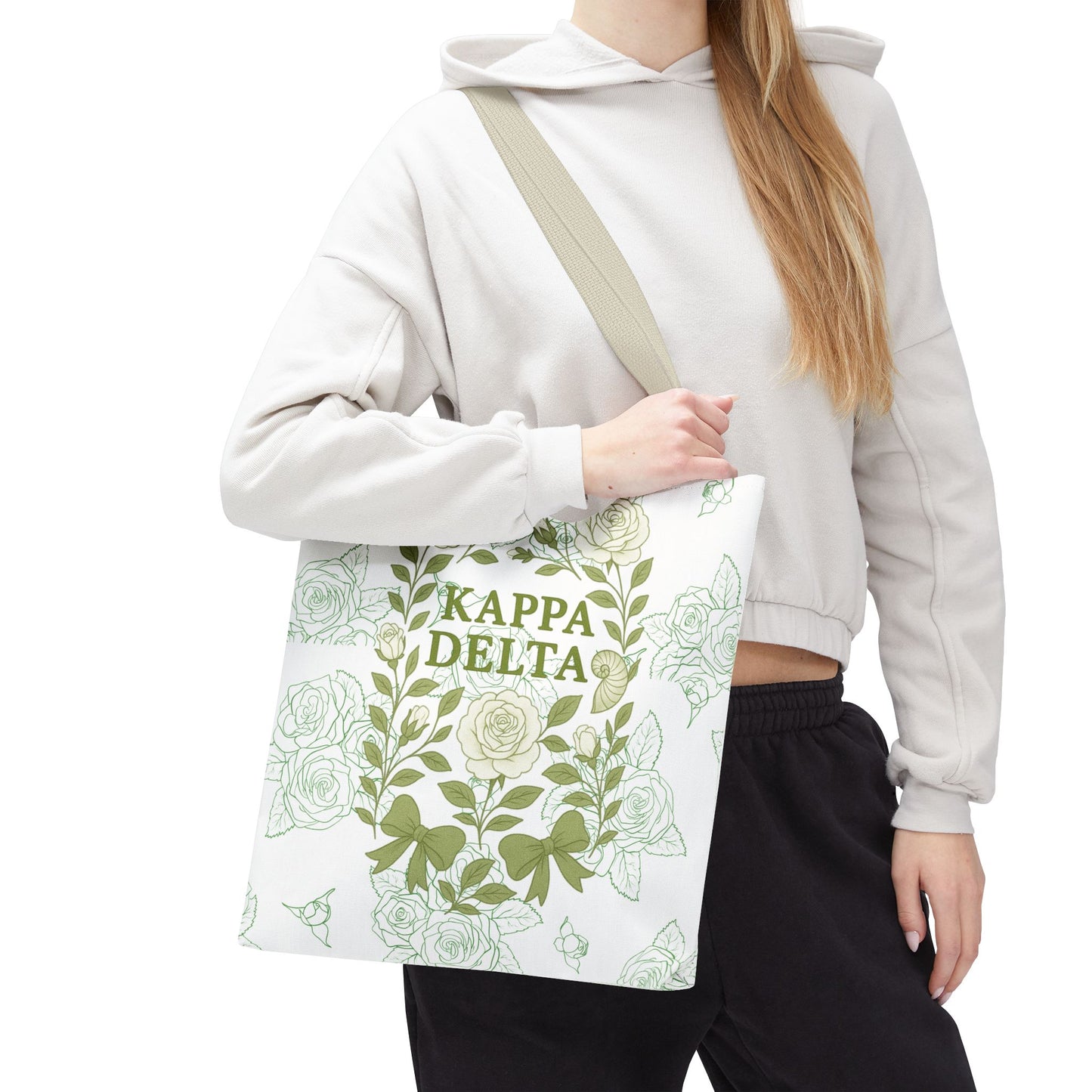 Elegant Kappa Delta Tote Bag, Floral AOP Design, Sorority Bag, Gift for Sisters, Eco-Friendly Shopping Bag