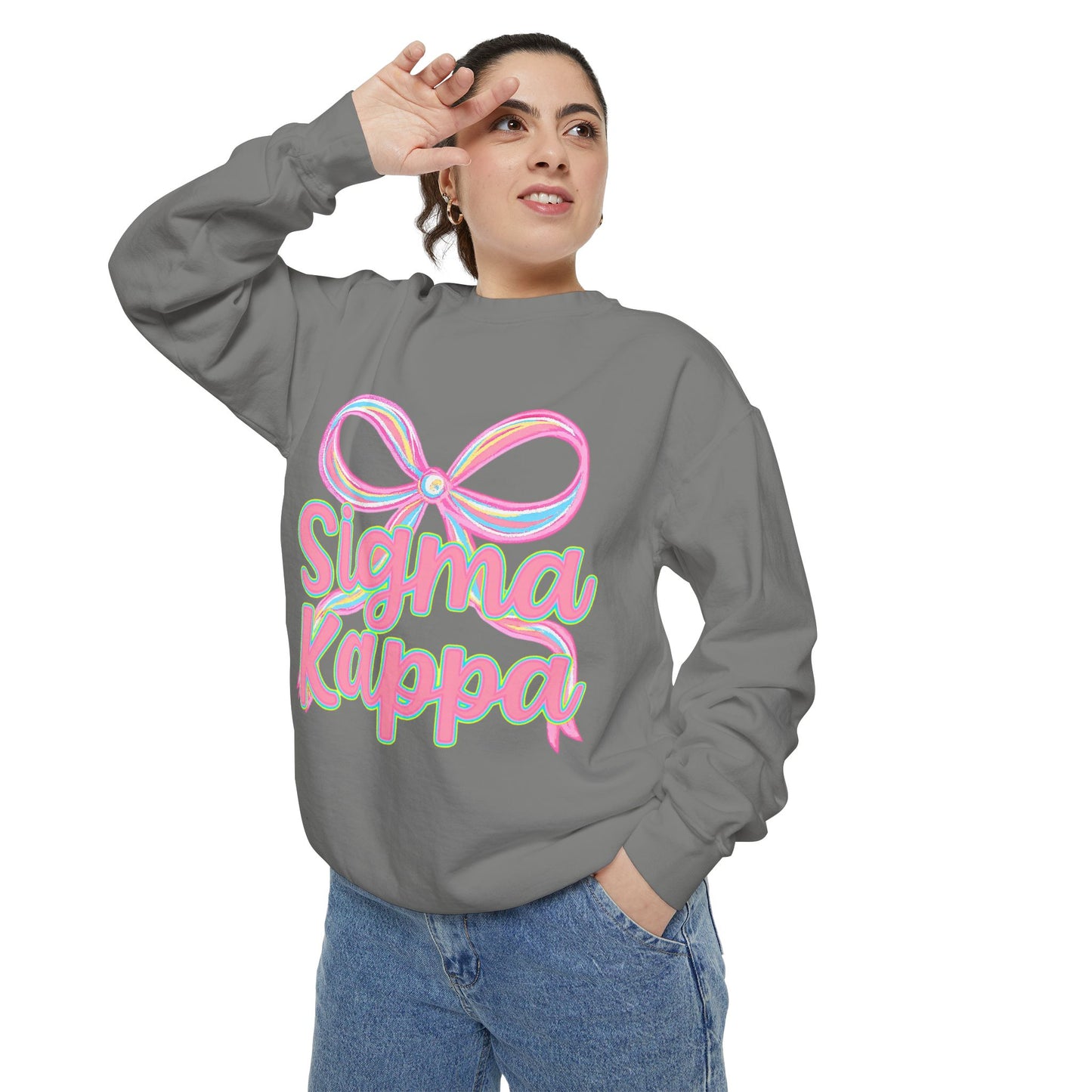 SigmaKappa Garment-Dyed Sweatshirt, Sorority Sweatshirt, College Apparel, Gift for Sorority Sisters, Cute Casual Wear