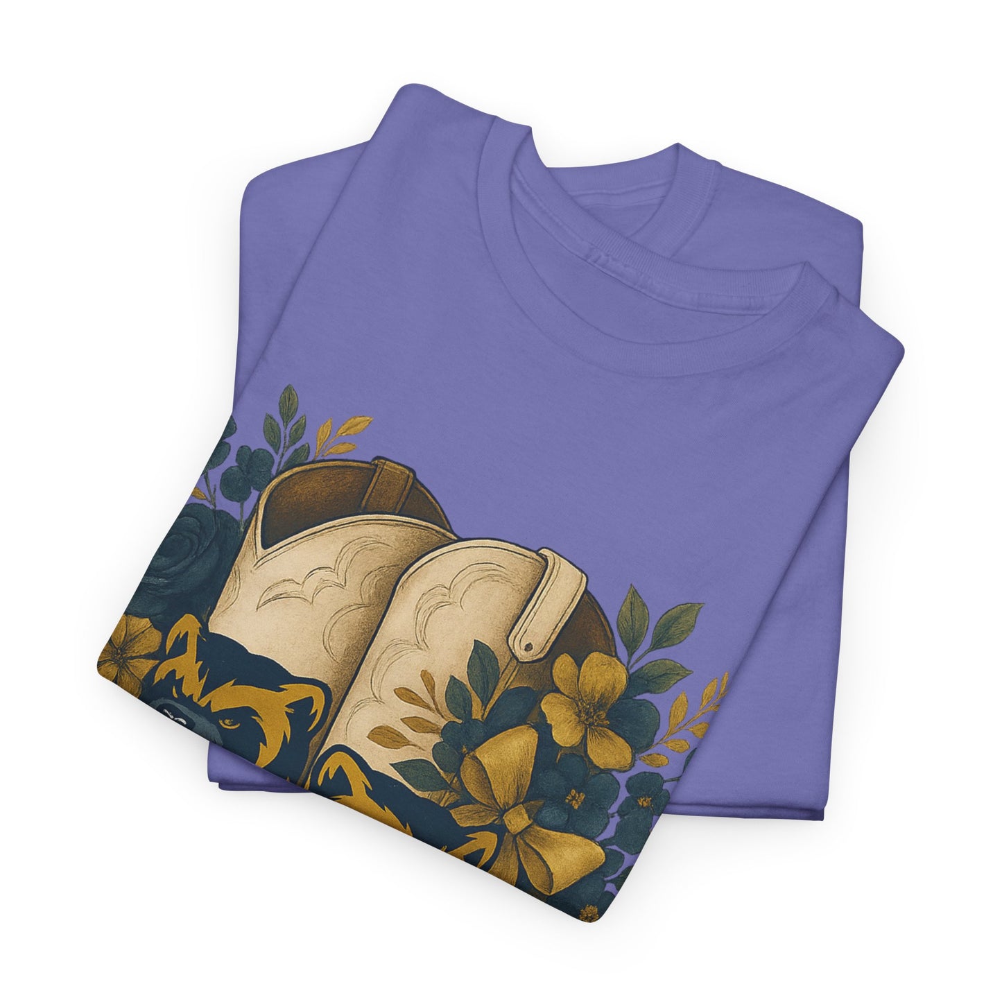 Graphic Tee - Michigan Wolverines Maize and Blue Country Chic Floral Cowboy Boots Vintage Style Shirt
