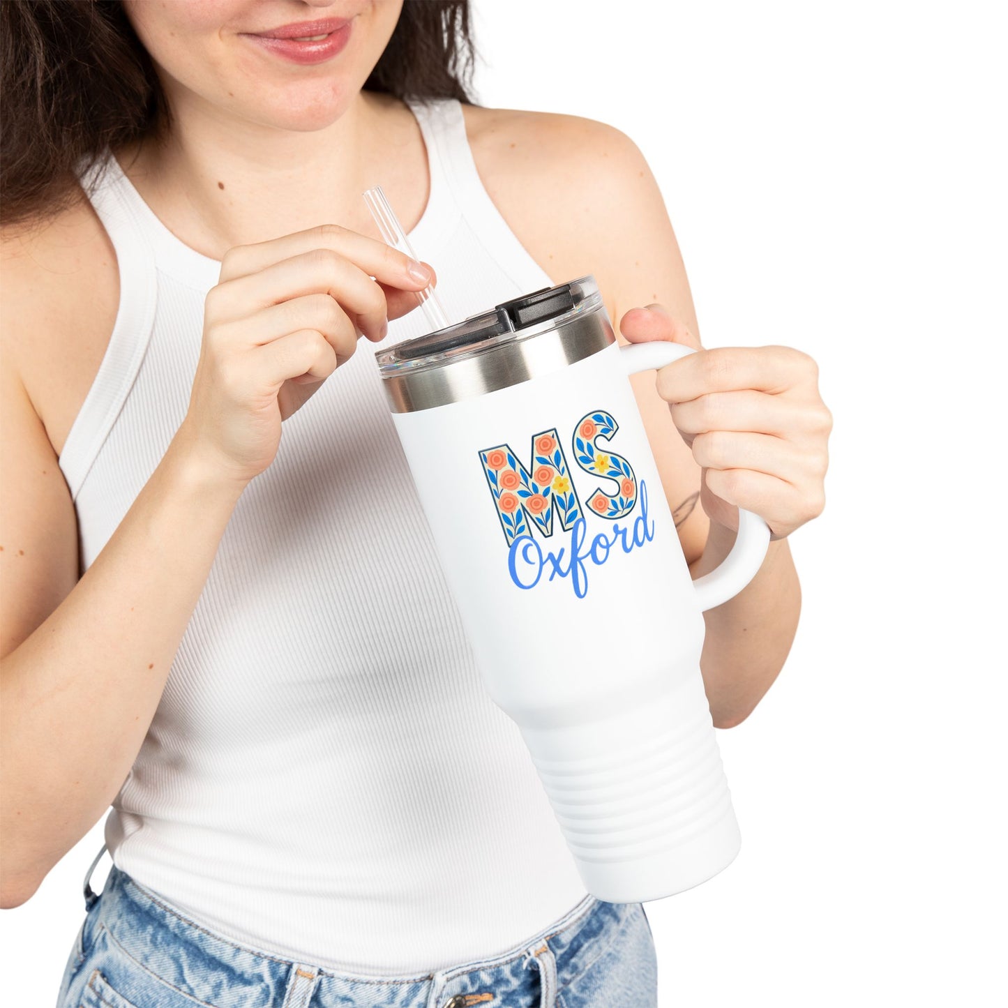 Floral Insulated Travel Mug-40 oz., Oxford, MS Design