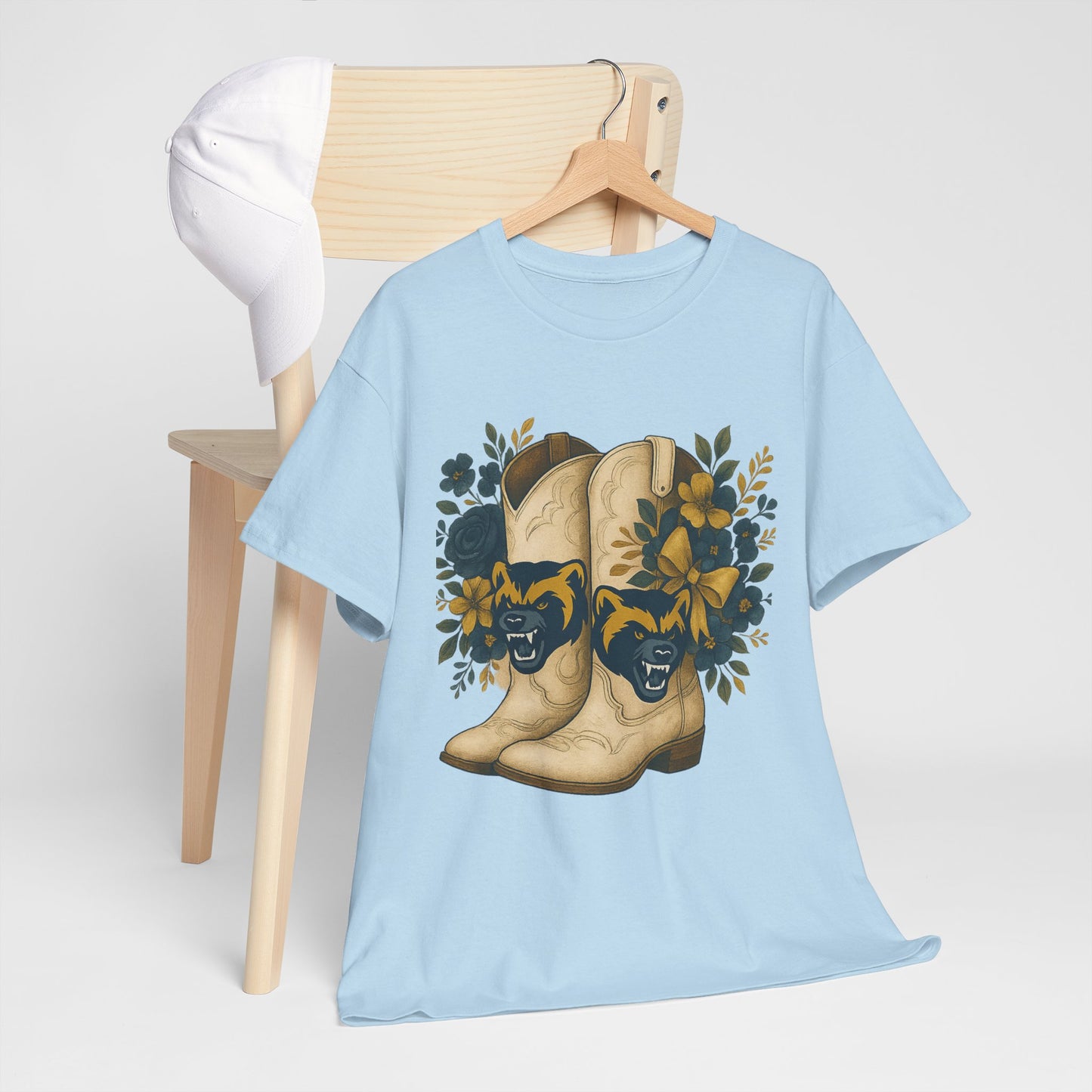 Graphic Tee - Michigan Wolverines Maize and Blue Country Chic Floral Cowboy Boots Vintage Style Shirt