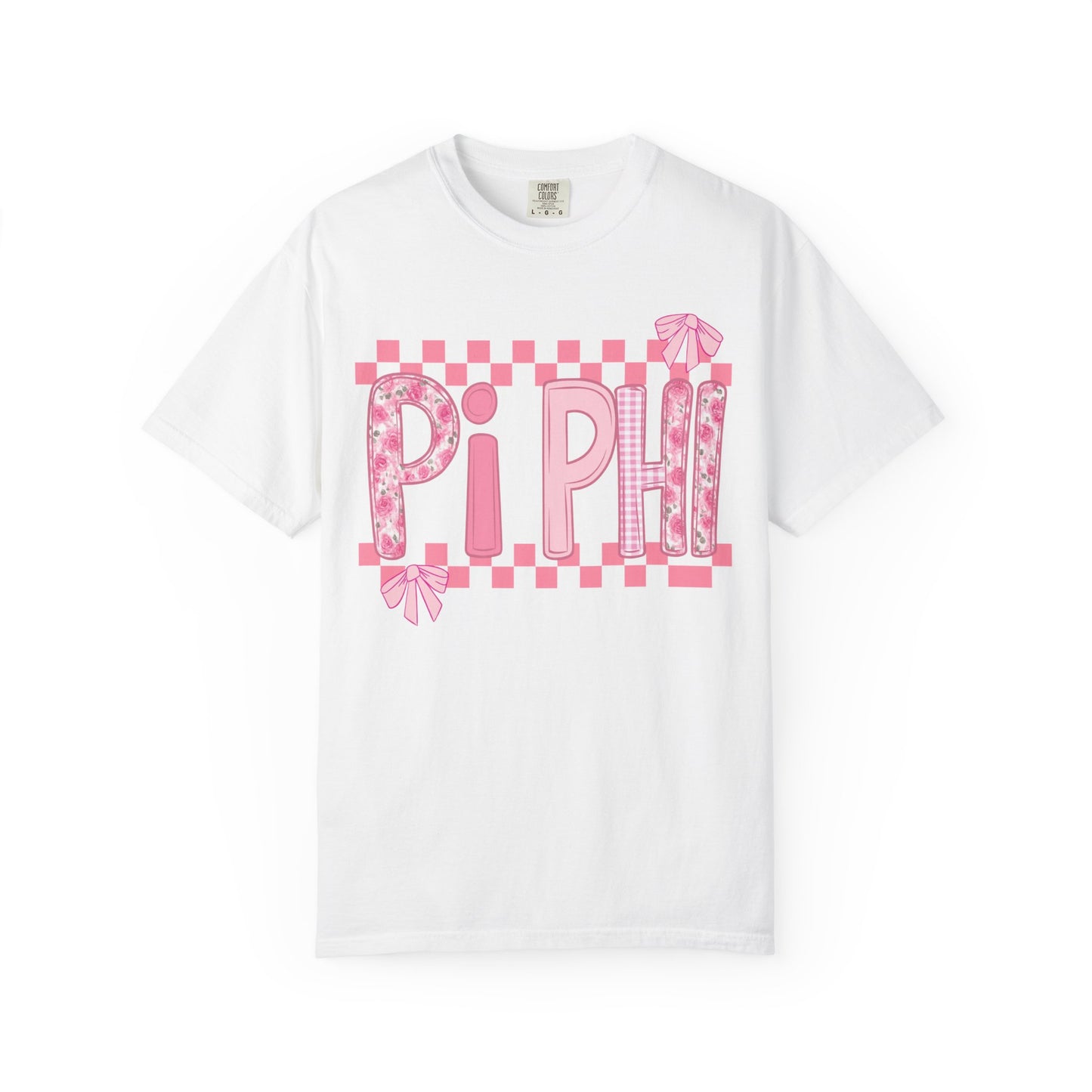 Cute Garment-Dyed T-Shirt for Sorority Sisters, Pi -Checked Style, Perfect for Casual Outings, Sorority Events, Gifts