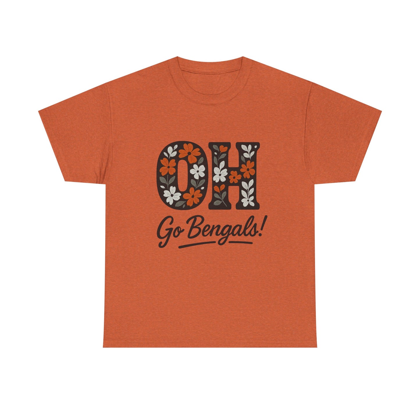 Bengals Floral Tee - Unisex Heavy Cotton