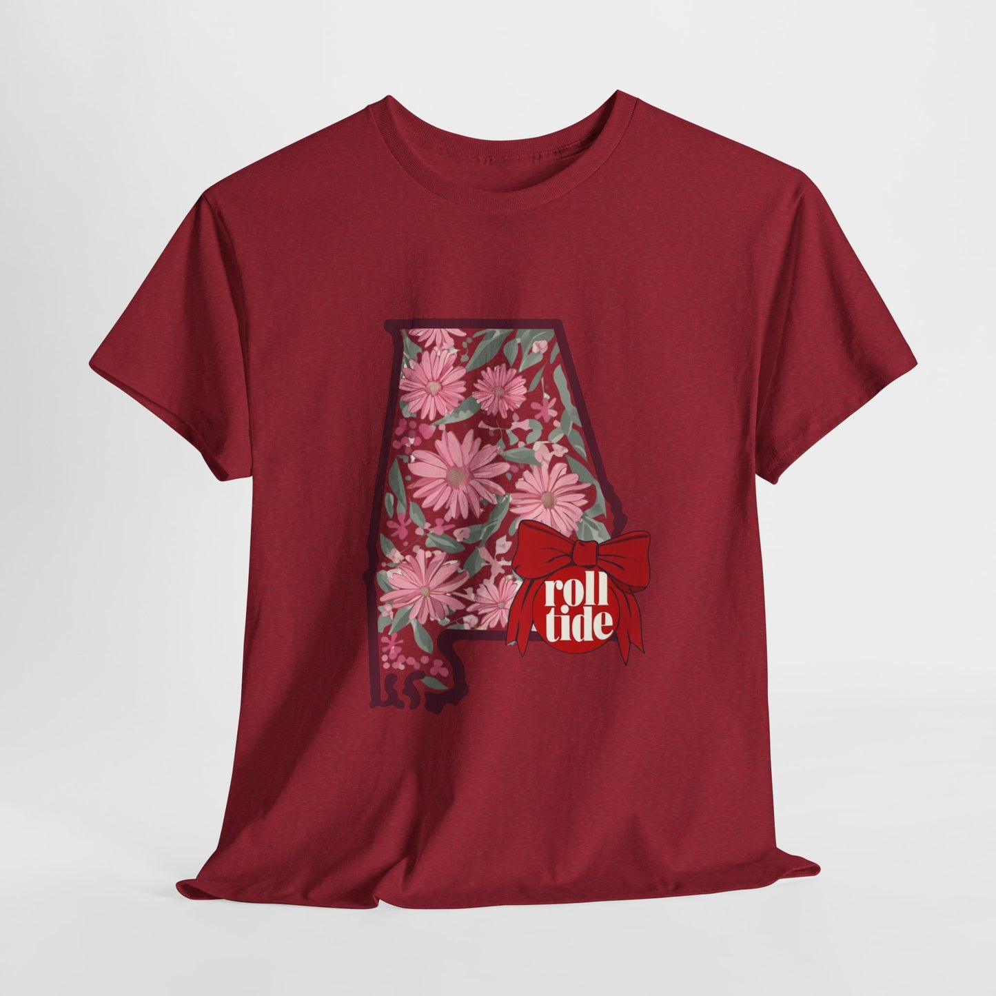 Floral Alabama Tee - Roll Tide Unisex Heavy Cotton T-Shirt, Casual Wear, Game Day Outfit, College Apparel, Southern Pride