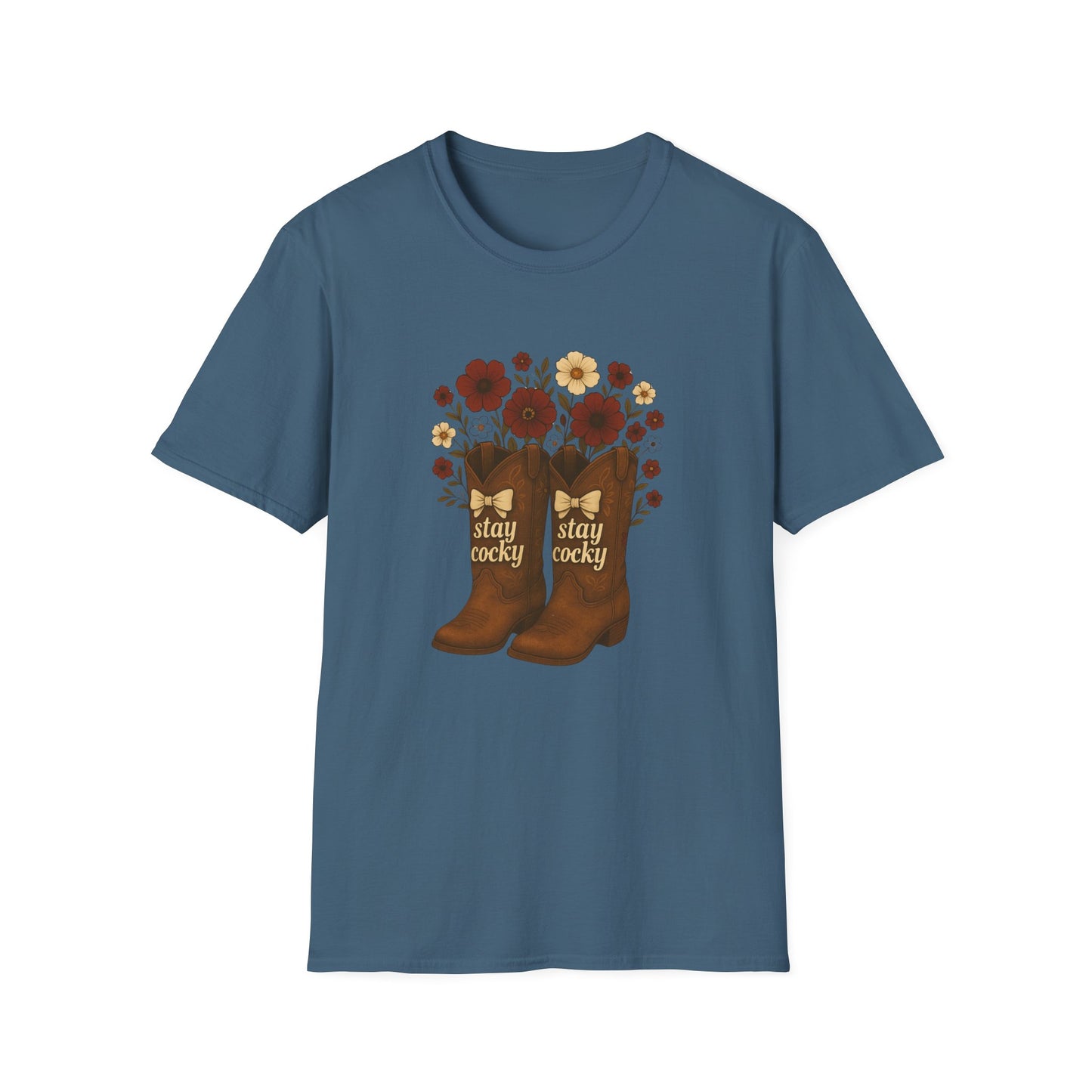 Sc stay cocky coquette t-shirt, Lucky Cowboy Boots T-Shirt, Country Style Tee, Floral Graphic Shirt, Gift for sc fan, go gamecocks, sc game day, graduation gift, college student gift