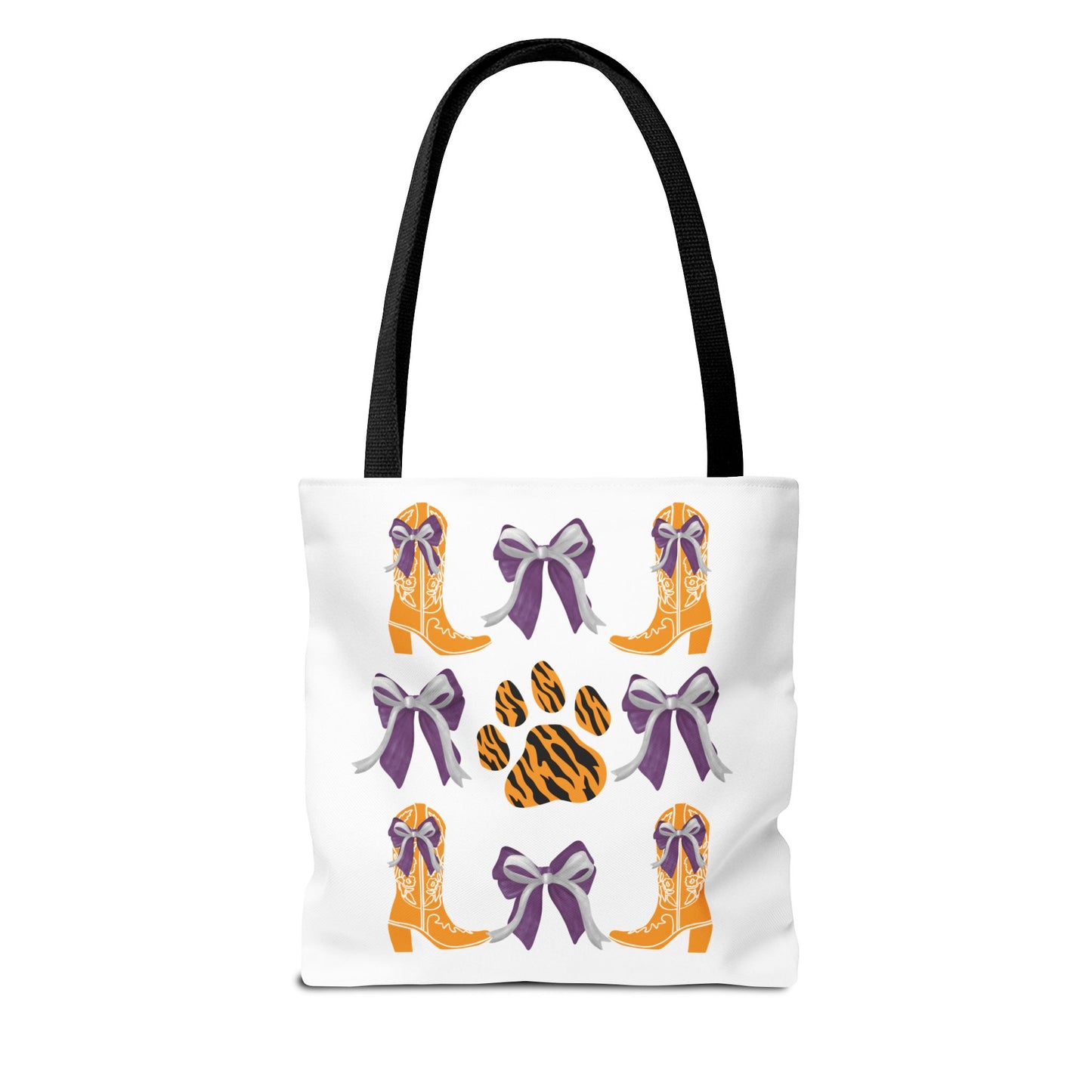 SC Clemson Coquette Bow Tiger Print Tote Bag, Go Tigers, SC Game Day, Clemson, SC, College Student Gift, Graduation Gift, SC Tigers Fan, Clemson Alumni