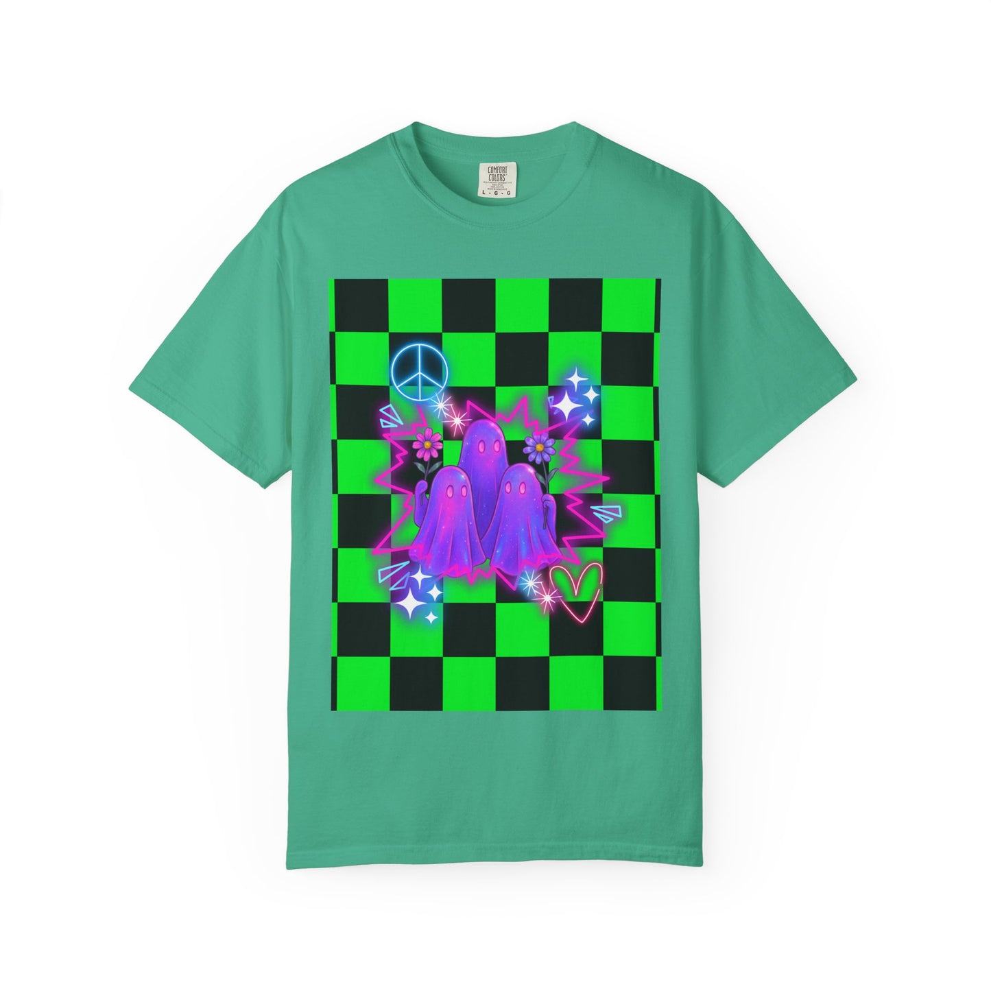 Vibrant Ghost Graphic Tee, Unisex T-shirt, Retro Vibe Shirt, Perfect for Halloween, Party Wear, Casual Style, Unique Gift