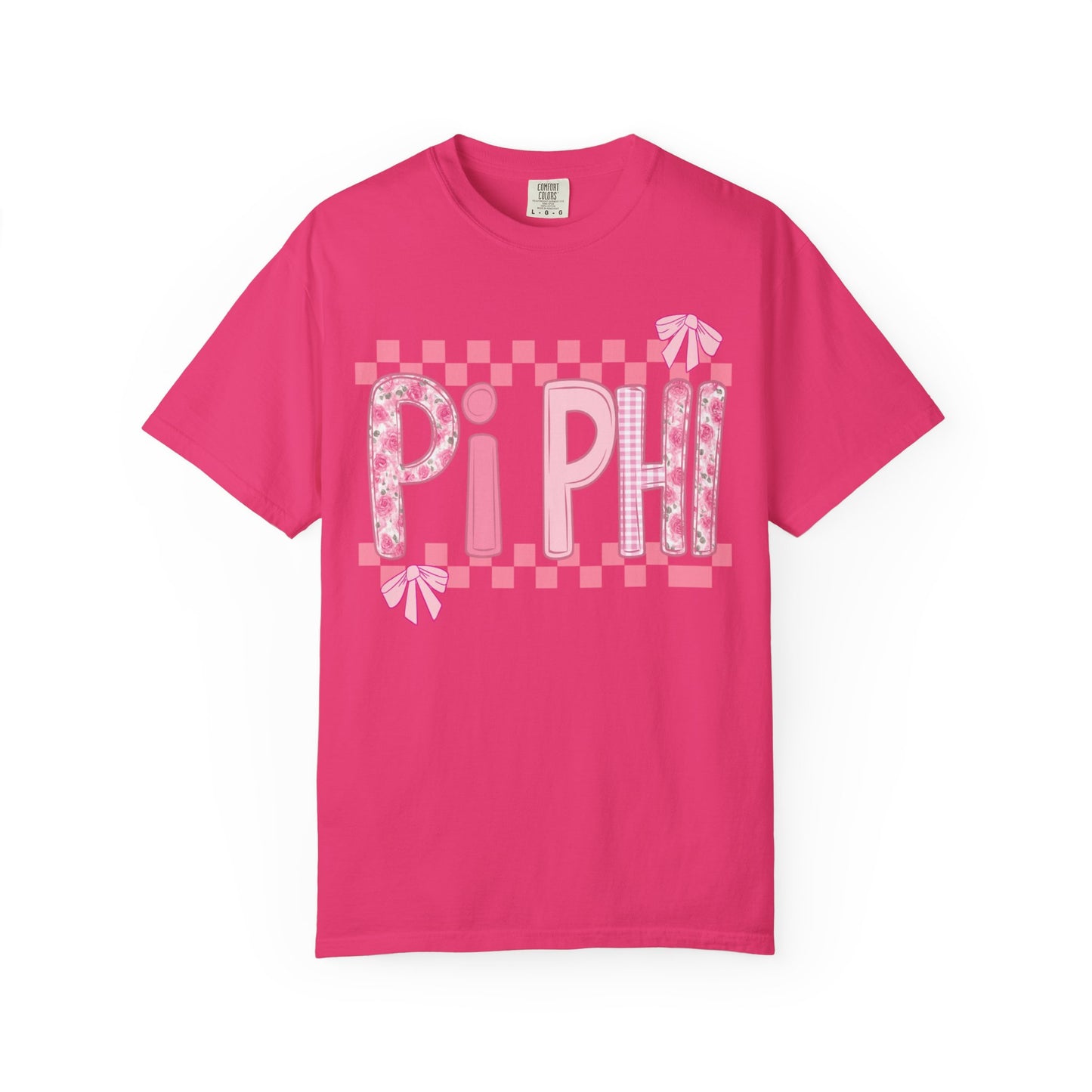 Cute Garment-Dyed T-Shirt for Sorority Sisters, Pi -Checked Style, Perfect for Casual Outings, Sorority Events, Gifts