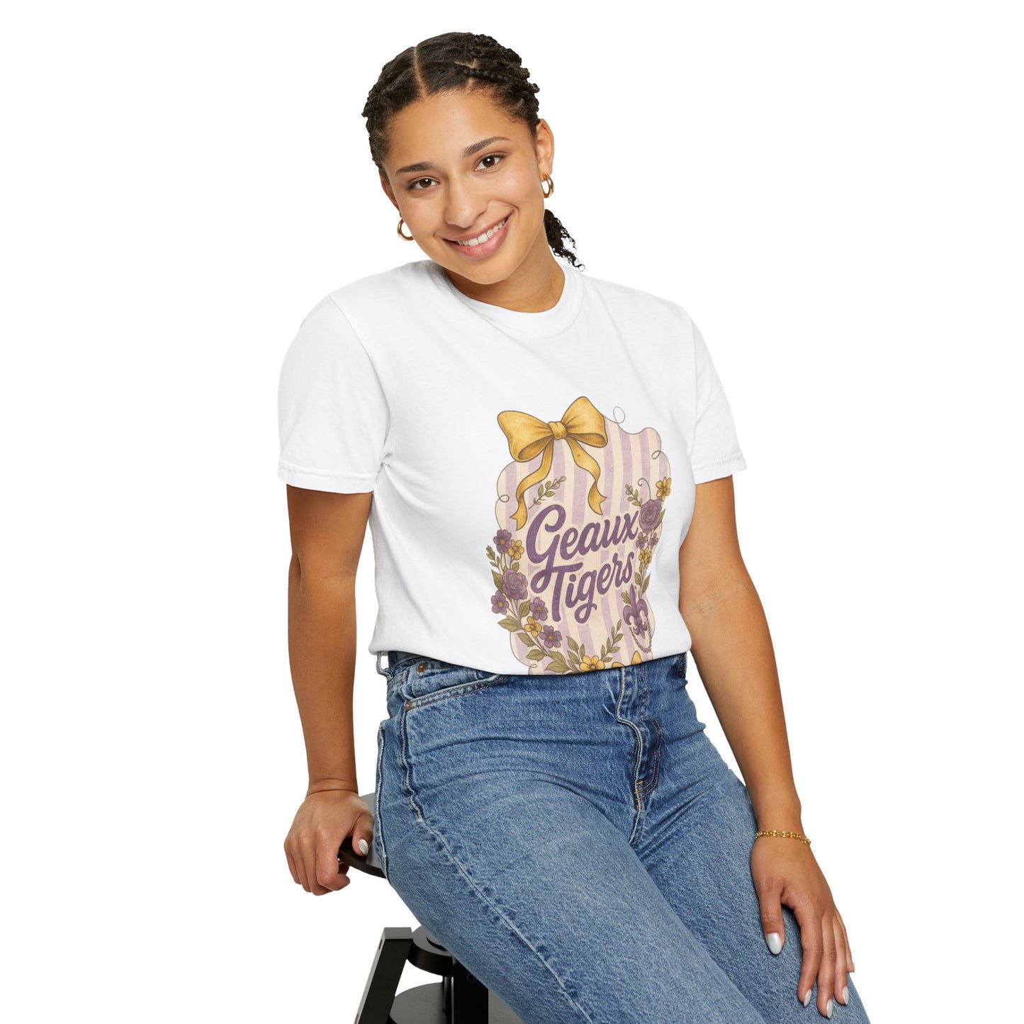 Geaux Tigers Floral T-Shirt, Unisex Casual Tee, Game Day Apparel, Spring Outfit, LSU Fan Gear