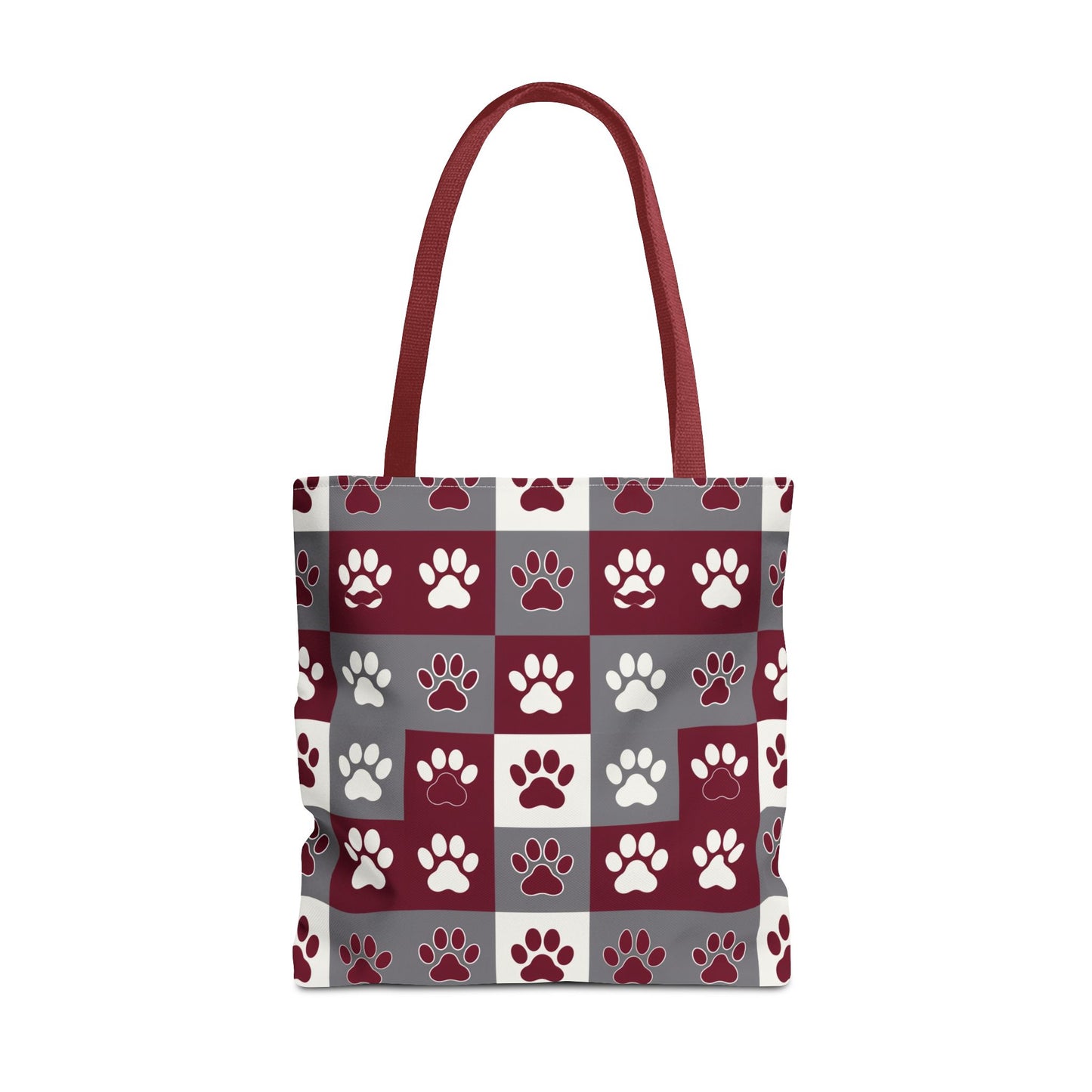 MS Bulldog Tote Bag - AOP, Paw Print Design, Reusable Shopping Bag, Mississippi Bulldog Fan, Animal Lover Accessory