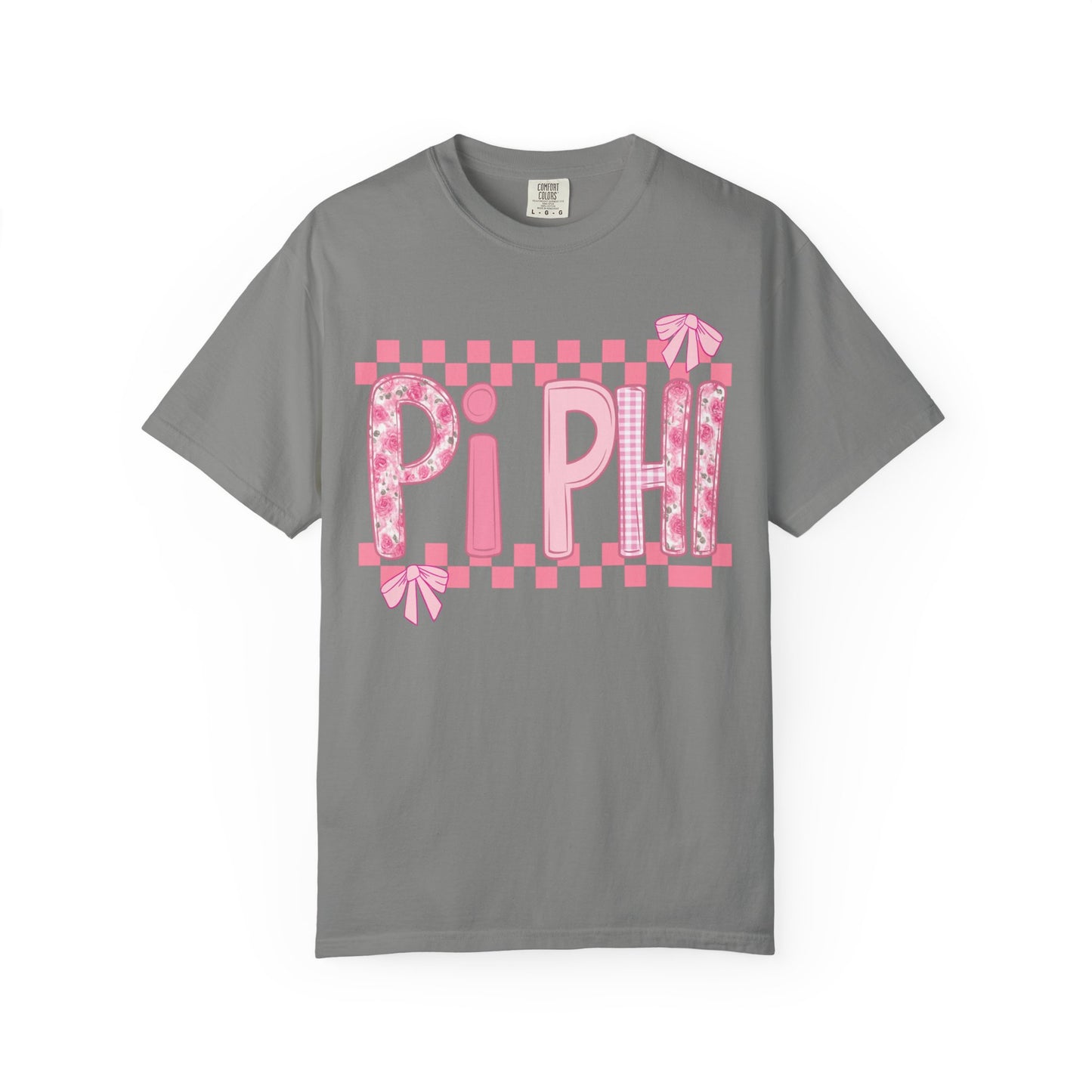 Cute Garment-Dyed T-Shirt for Sorority Sisters, Pi -Checked Style, Perfect for Casual Outings, Sorority Events, Gifts