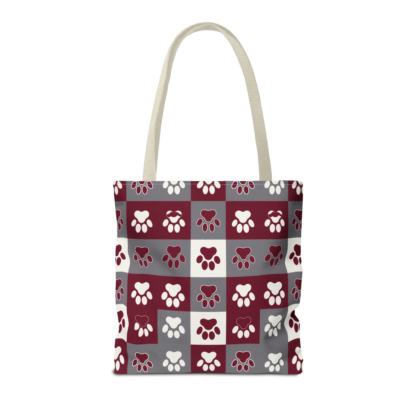 MS Bulldog Tote Bag - AOP, Paw Print Design, Reusable Shopping Bag, Mississippi Bulldog Fan, Animal Lover Accessory