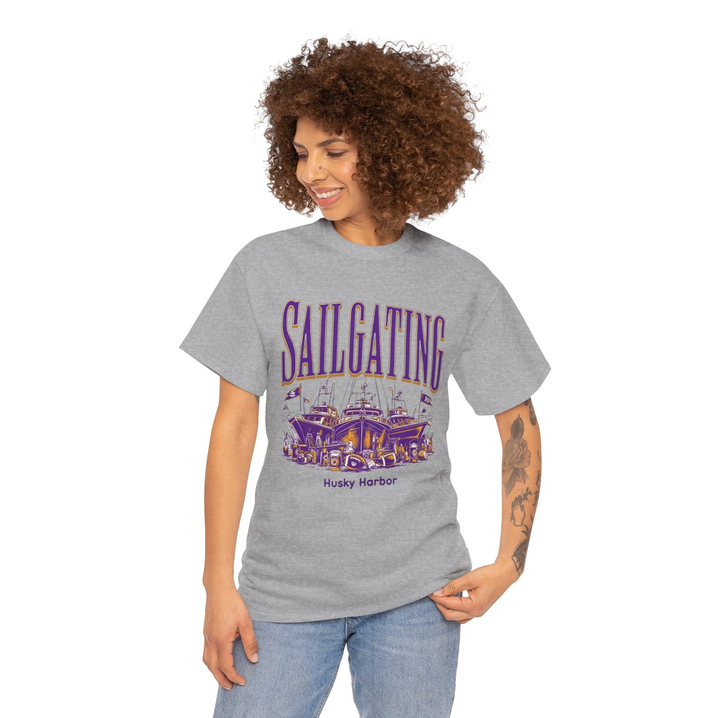 Sailgating Tee - Washington Huskies Unisex Heavy Cotton Shirt