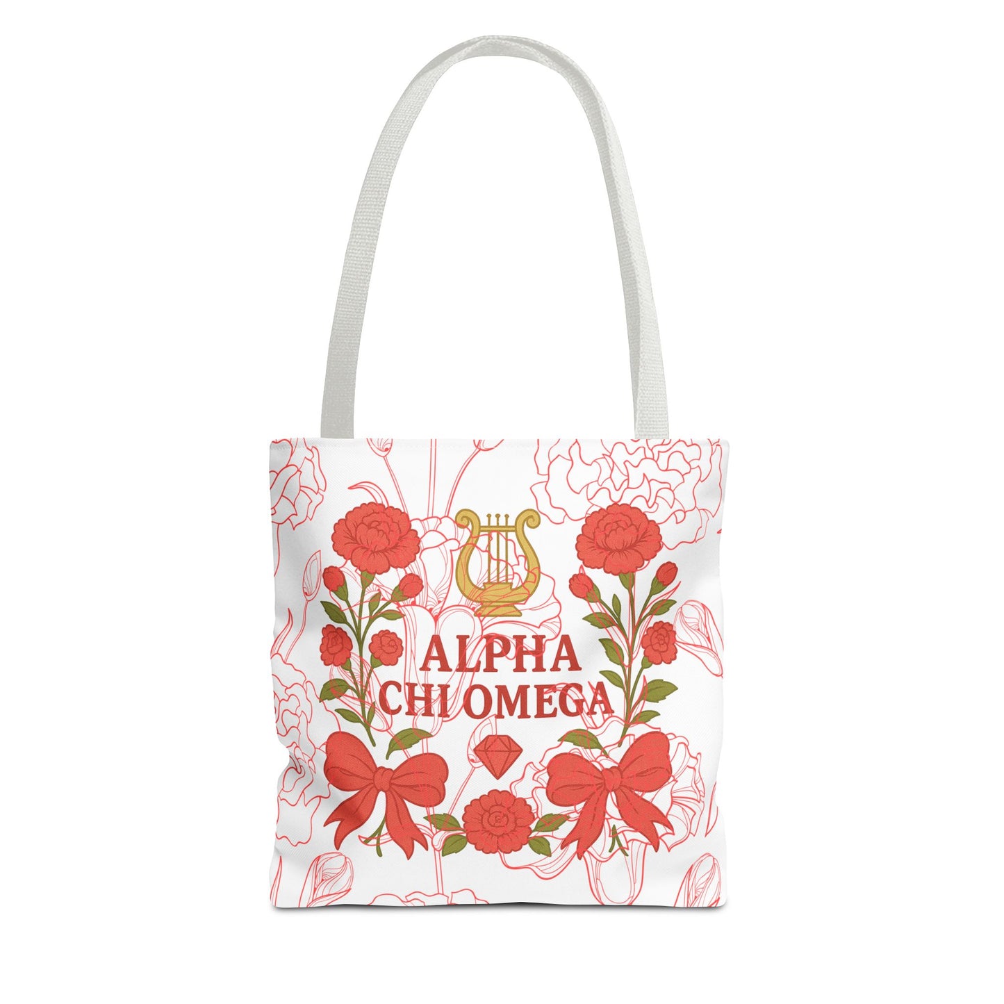 Floral Sorority Alpha Chi Omega Tote Bag, College Essentials, Gift for Sorority Sisters, Eco-Friendly Shopping Tote, Alpha Chi Omega Apparel