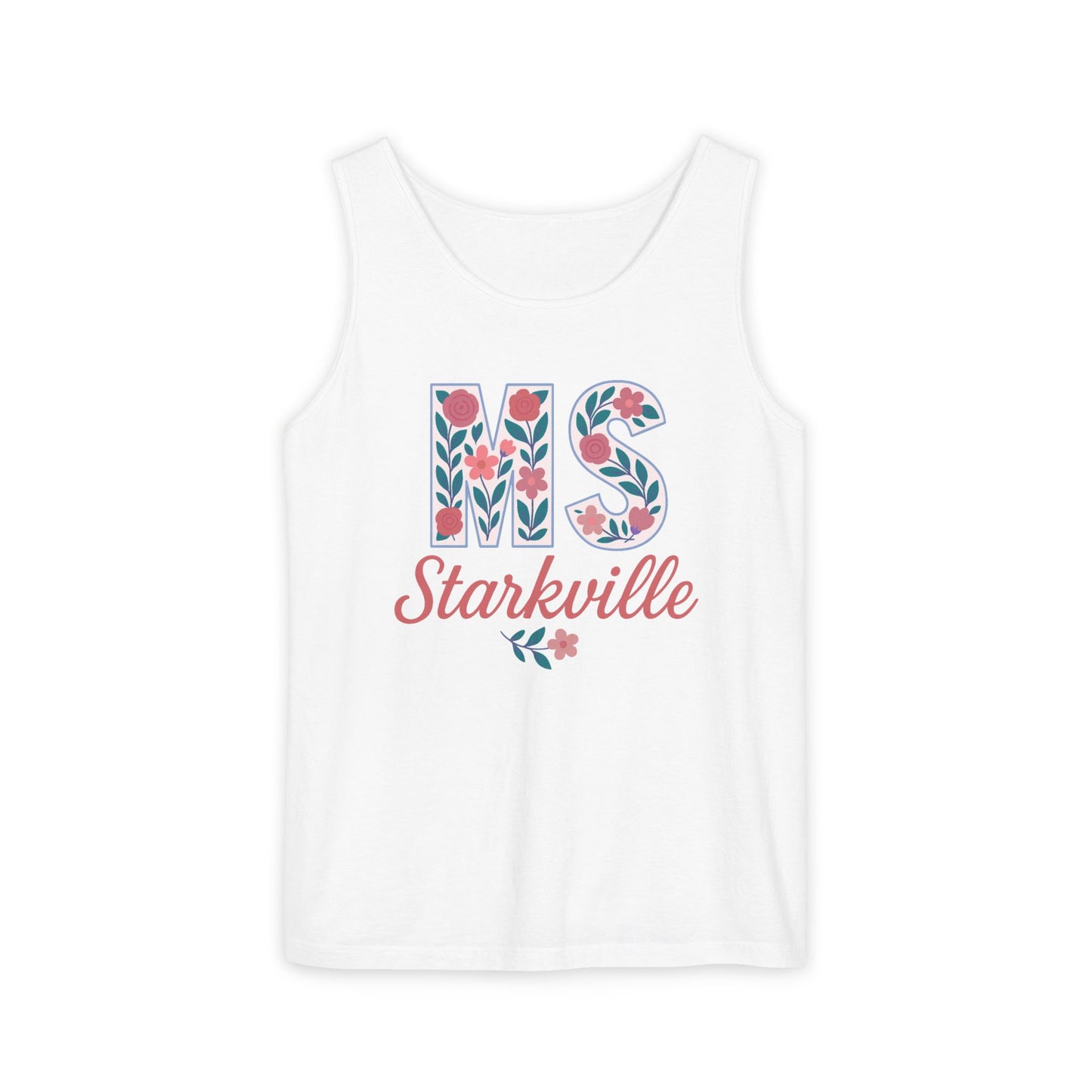 Mississippi Floral Monogram Summer Tank Top, Comfort Colors, Perfect for Casual Outings, Gifts, Beach Days, Graduation Celebrations,