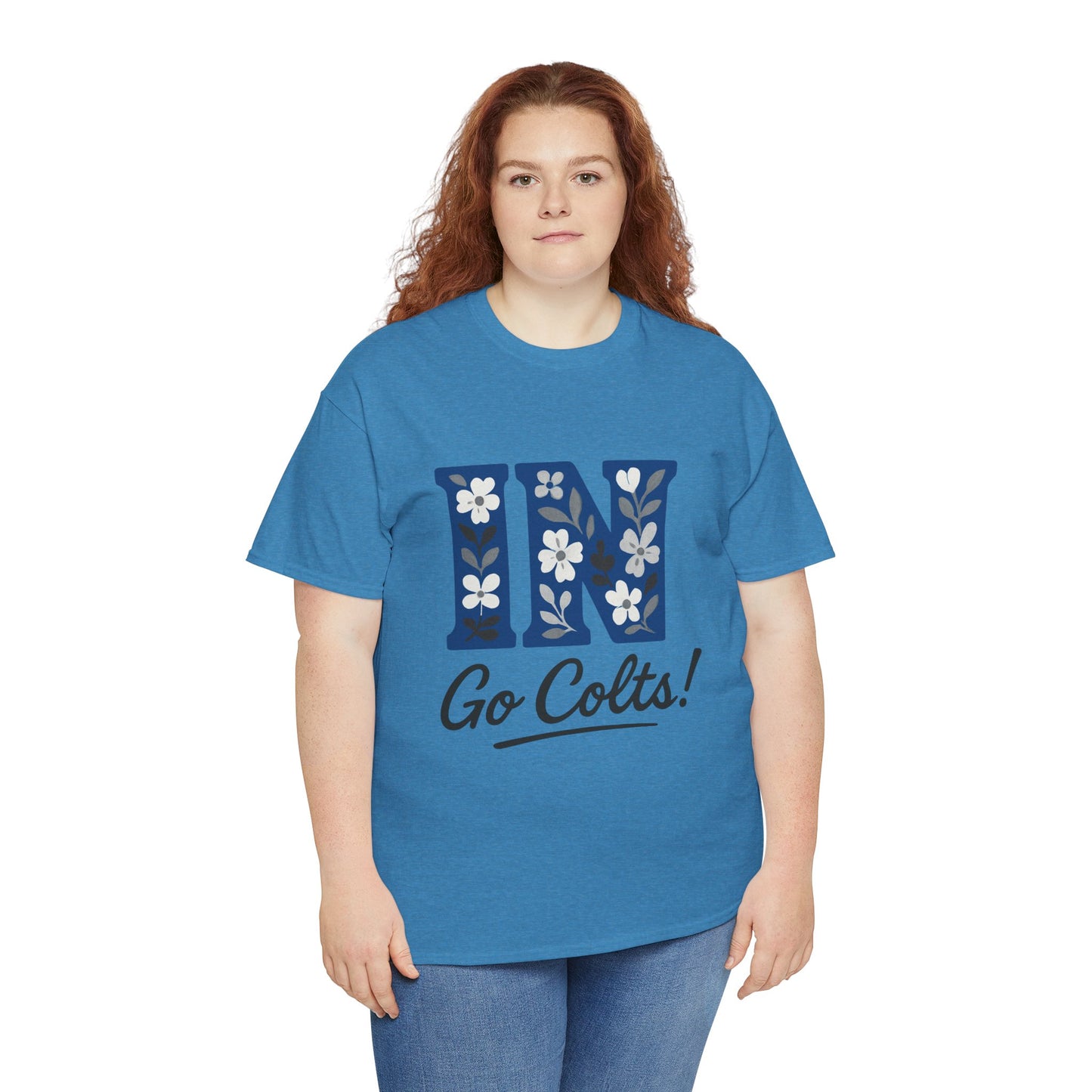 Floral Colts Tee | Unisex Heavy Cotton Tee for Sports Fans, Indiana Pride
