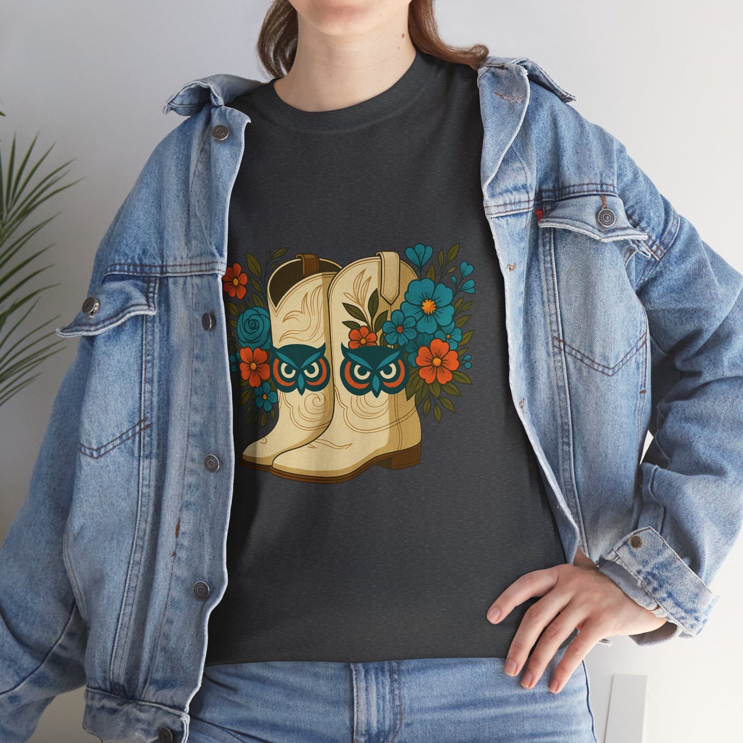 Floral Cowboy Boots Tee, Perfect for Country Music Lovers, Western Style Gift, Casual Outfit, Boho Fashion, Farmhouse Decor