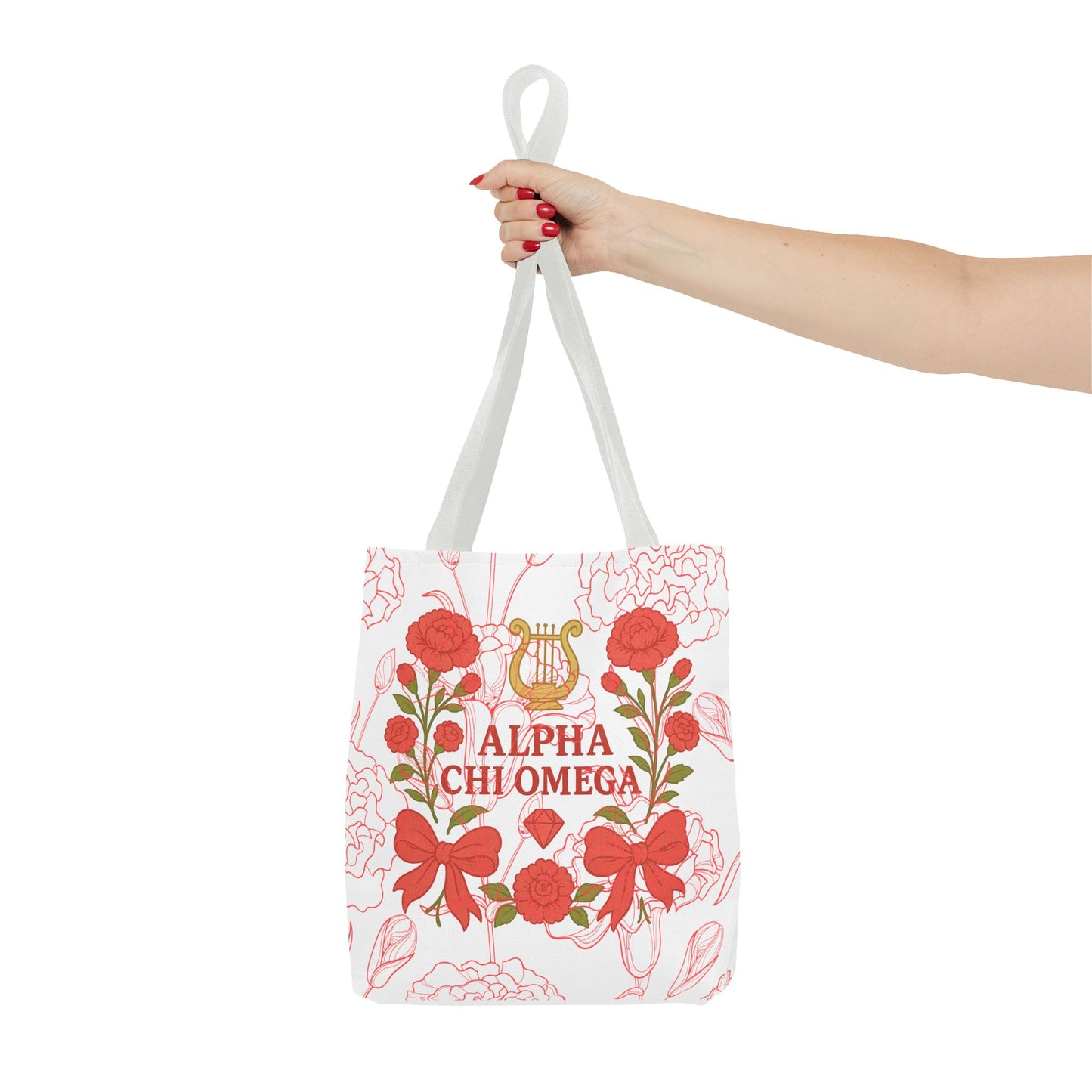 Floral Sorority Alpha Chi Omega Tote Bag, College Essentials, Gift for Sorority Sisters, Eco-Friendly Shopping Tote, Alpha Chi Omega Apparel