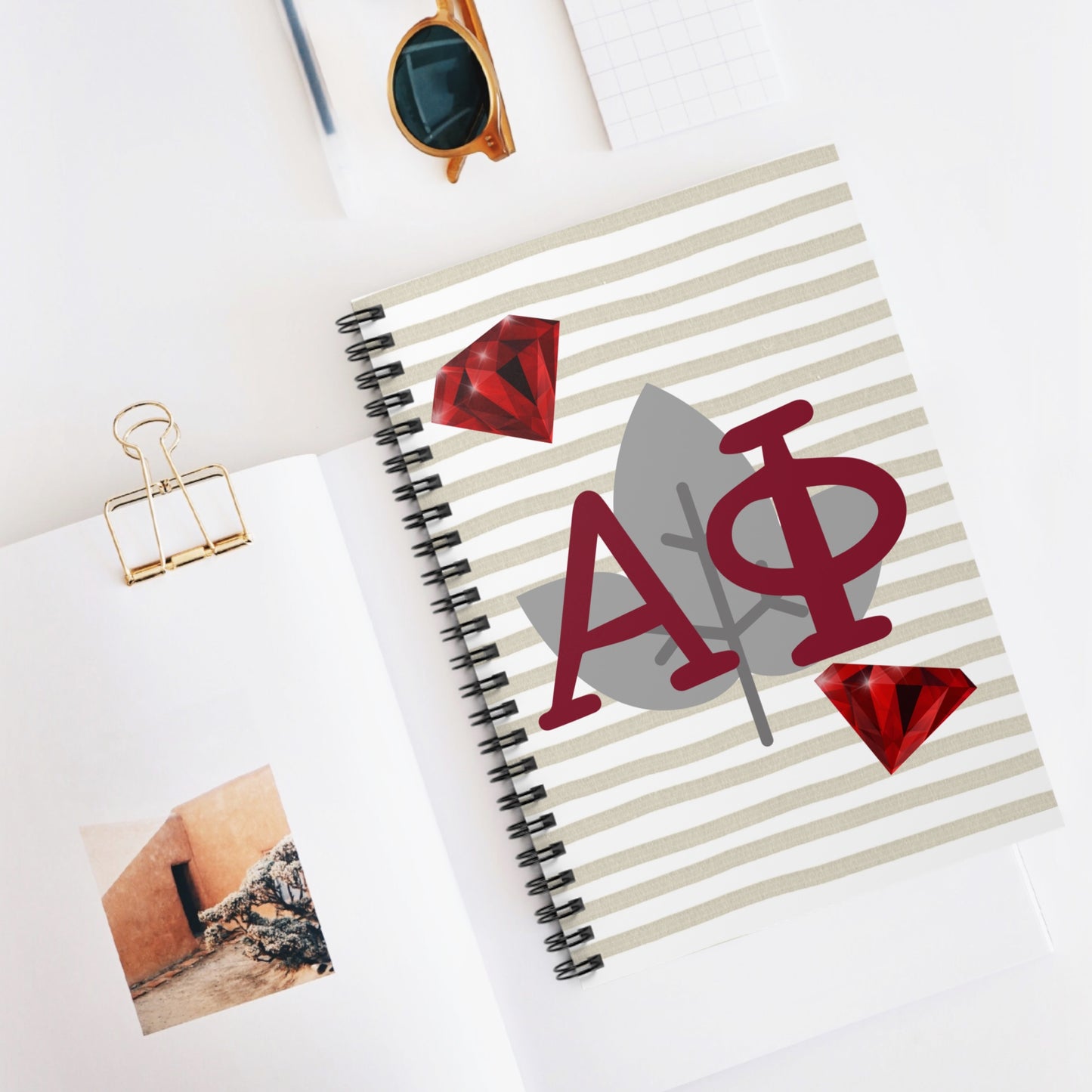 Alpha Phi Chic Monogrammed Spiral Notebook, Perfect for Students, Journaling, Organization, Gifts, Alpha Phi Sorority Decor