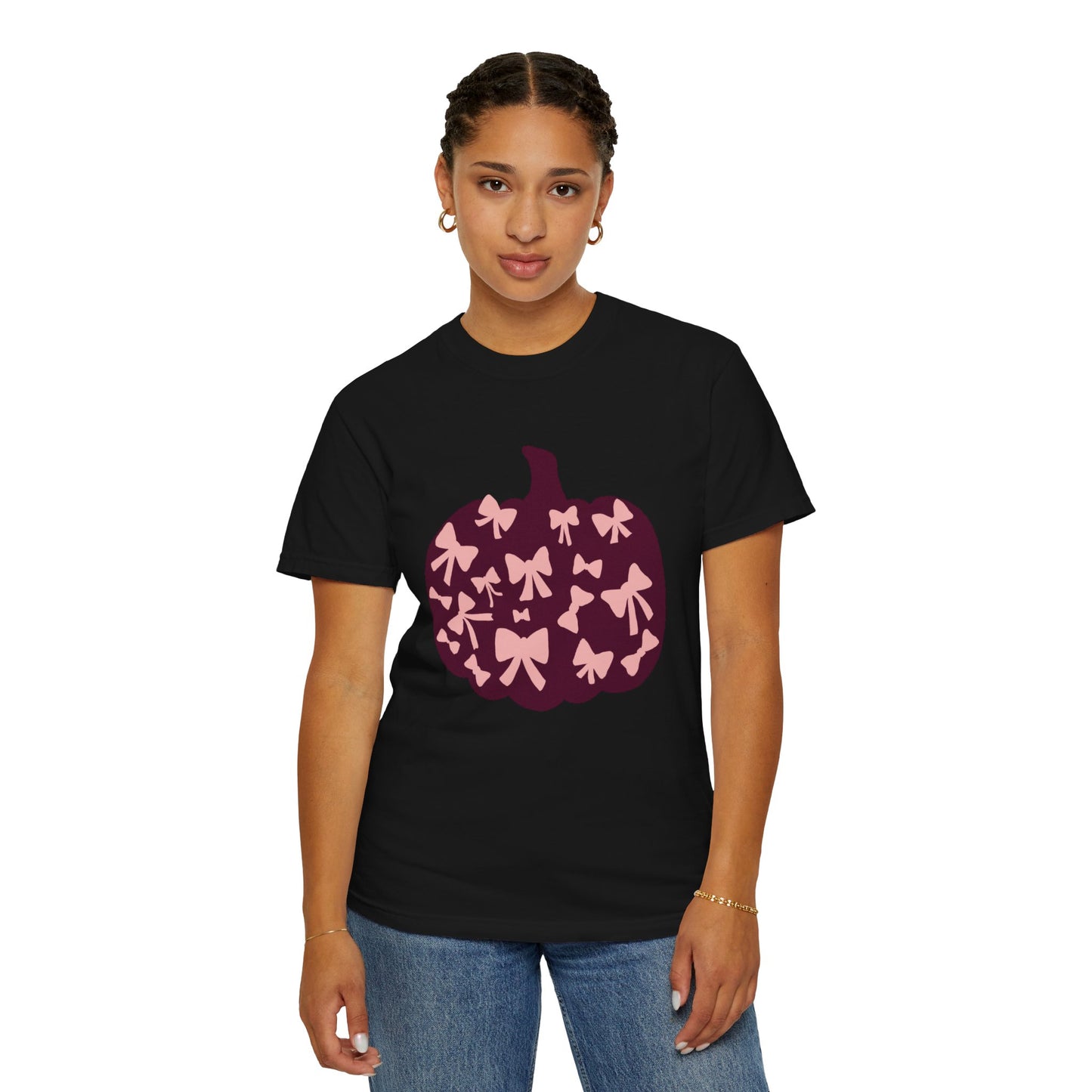 Pumpkin Bow Graphic Tee | Unisex Fall T-Shirt, Halloween Top, Cute Autumn Shirt, Gift for Her, Festival Wear