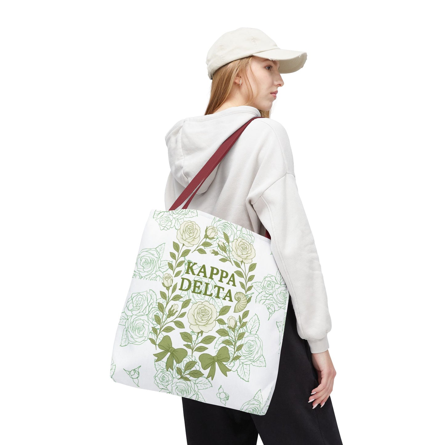 Elegant Kappa Delta Tote Bag, Floral AOP Design, Sorority Bag, Gift for Sisters, Eco-Friendly Shopping Bag