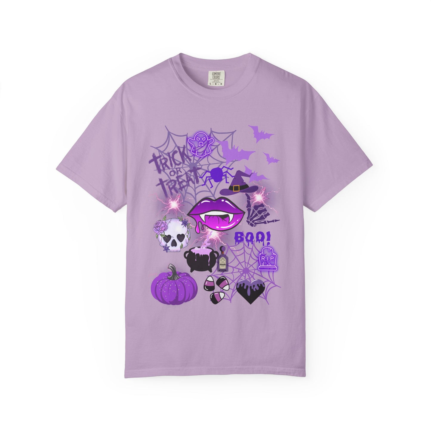 Spooky Purple Vibes Halloween Graphic T-Shirt, Fun Unisex Tee for Spooky Season, Trick or Treat, Boo! Shirt, Halloween Party Wear, Gift Idea