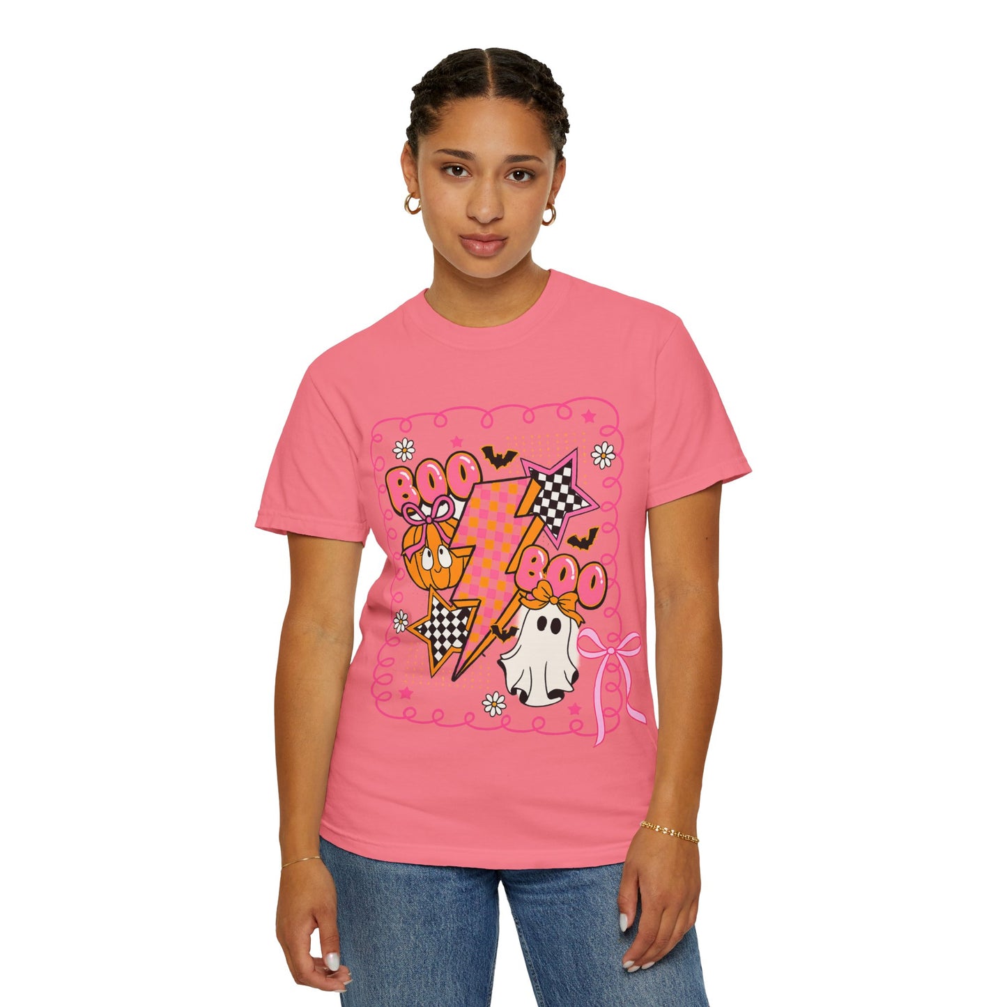 Retro Design Orange & Pink Unisex Halloween T-Shirt