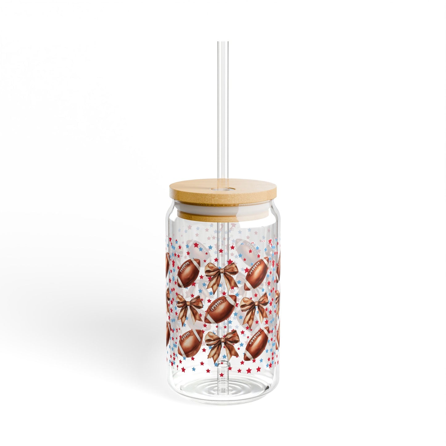 Football-Themed Sipper Glass, 16oz | Perfect for Game Day, Sports Parties, Tailgating, & Outdoor Events