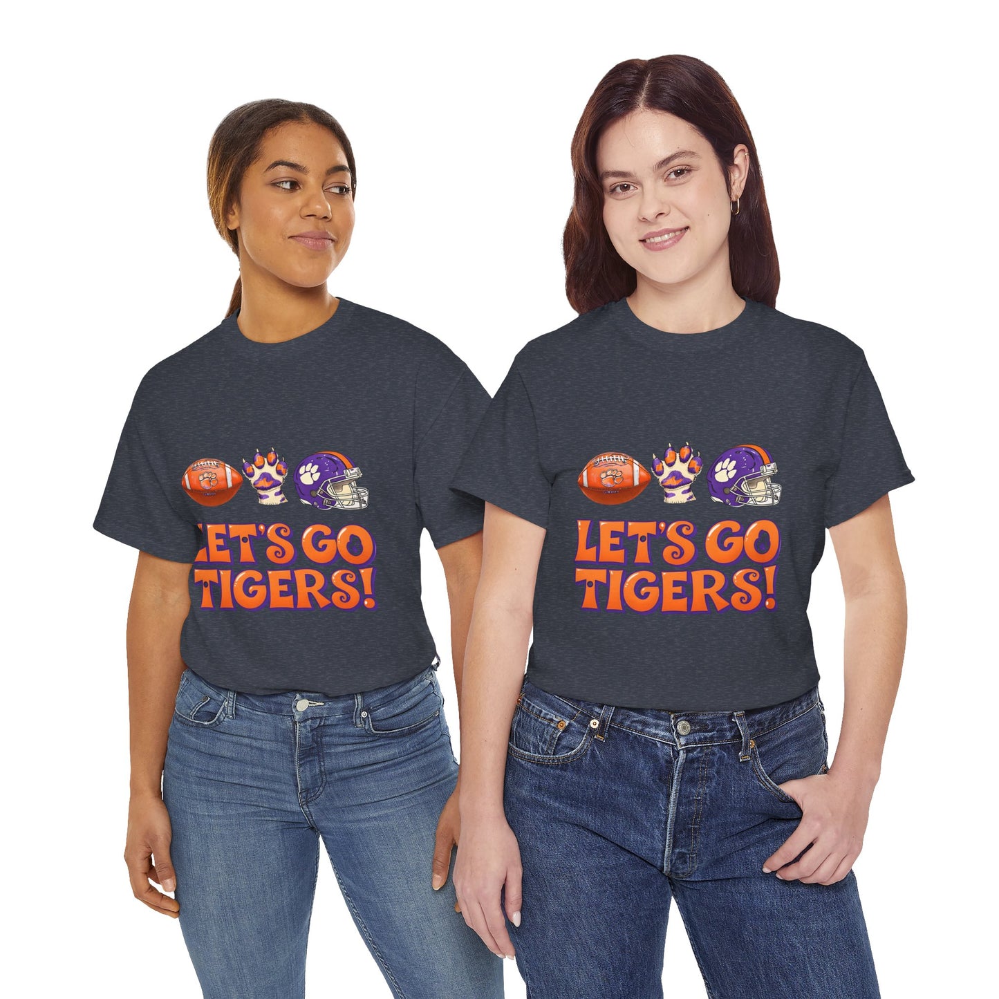Unisex Heavy Cotton Tee - Let's Go Tigers! Sports Fan Tee, Game Day Shirt, Tailgate Apparel, Team Pride Top, College Football Gear