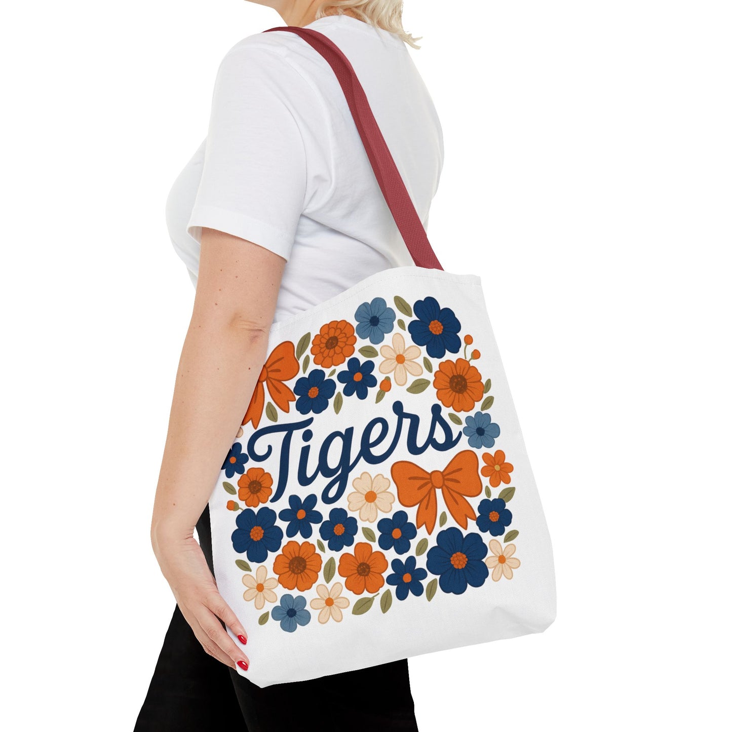 Floral Tiger Tote Bag, Cute Shopping Bag, Reusable Grocery Tote, Gift for Students, Eco-friendly Handbag, Graduation Gift, Alumni Gift