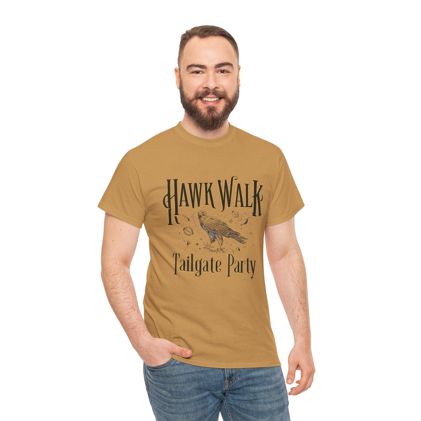 Hawk Walk Tailgate Tee, Unisex Cotton Shirt, Outdoor Event T-Shirt, Festival Wear, Bird Lover Gift, Sports Gathering Apparel