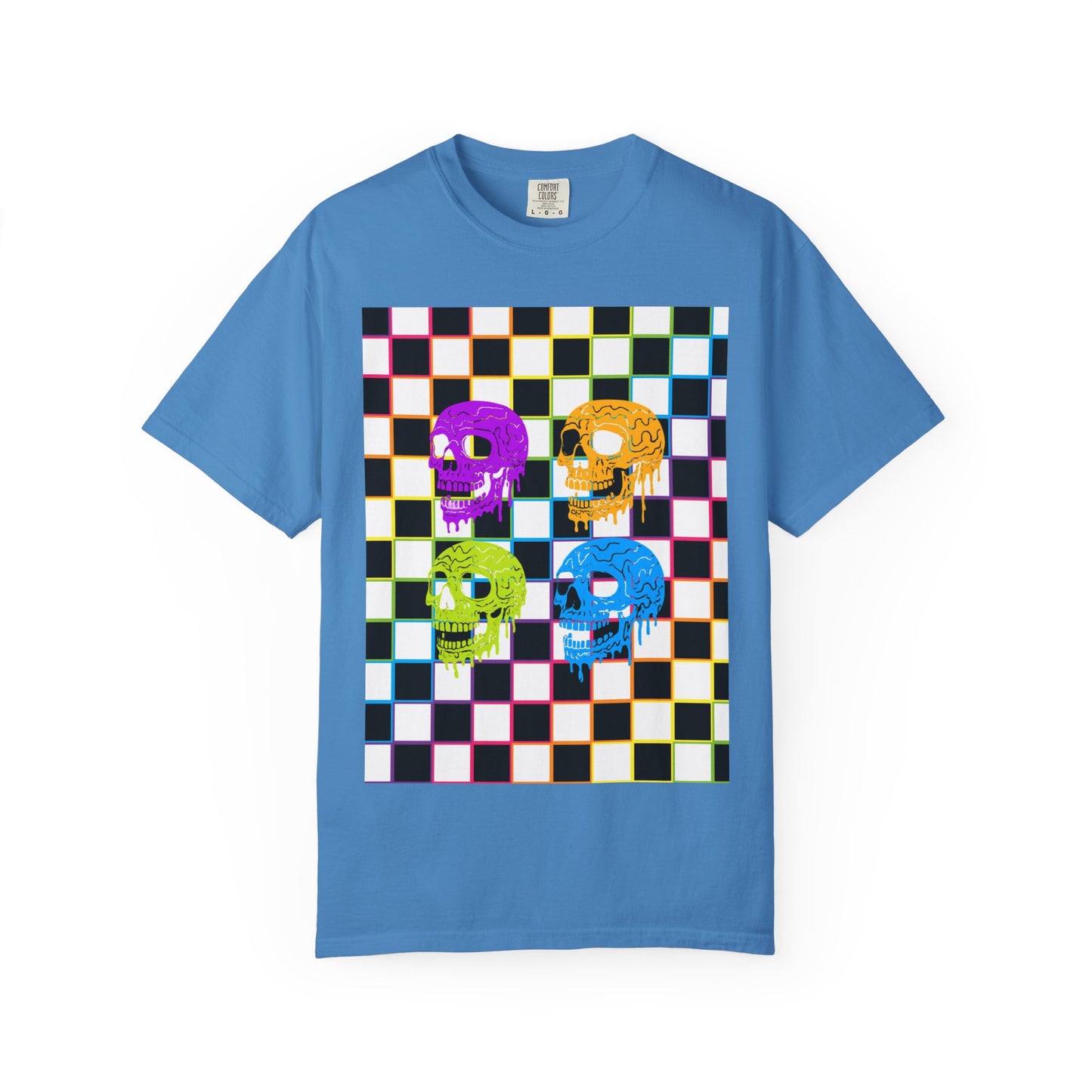 Vibrant Skull Graphic T-Shirt, Unisex Tee, Halloween Outfit, Alternative Fashion, Festival Wear, Casual Street Style