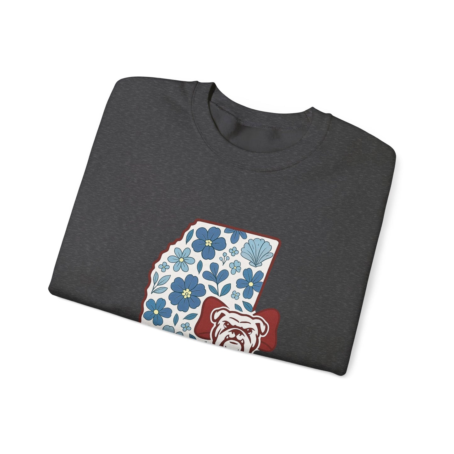 Mississippi Flower Bulldog Crewneck Sweatshirt, Cozy Sweatshirt for Fall, Gift for Dog Lovers, College Apparel, Casual Fashion