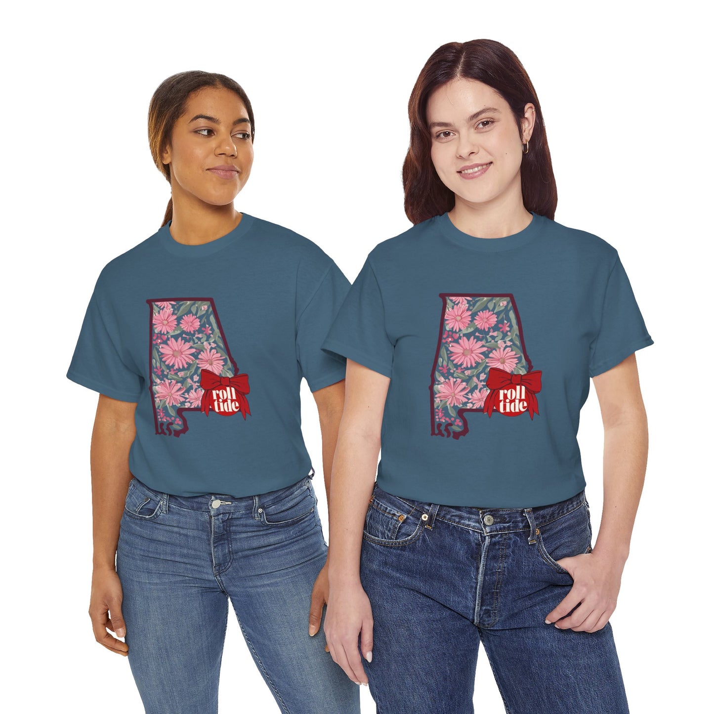 Floral Alabama Tee - Roll Tide Unisex Heavy Cotton T-Shirt, Casual Wear, Game Day Outfit, College Apparel, Southern Pride