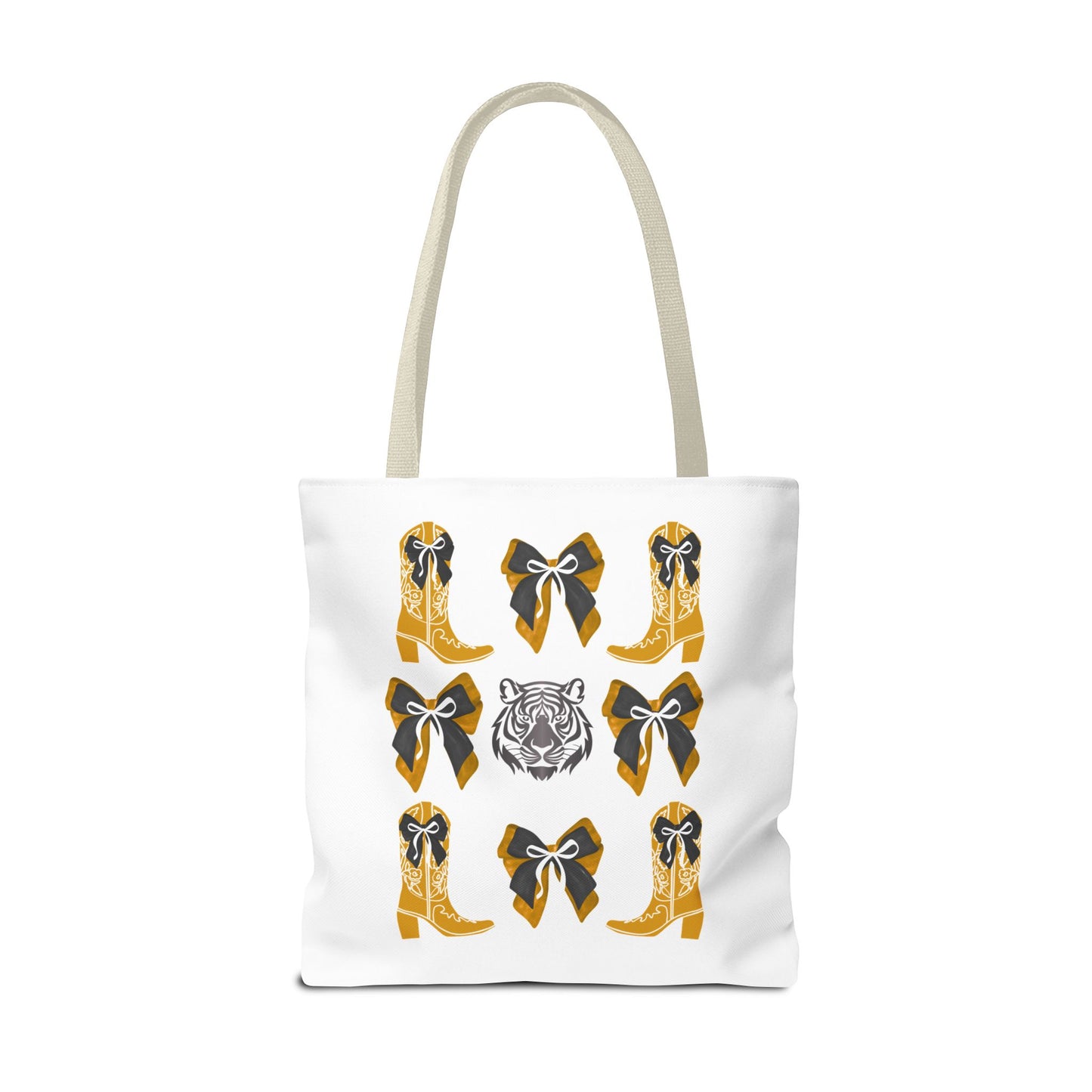 Mizzou tigers tote bag, missouri game day, Stylish Tote Bag with Boots and Tiger Design, missouri fan gift, missouri tigers alumni, graduation gift, mo tigers