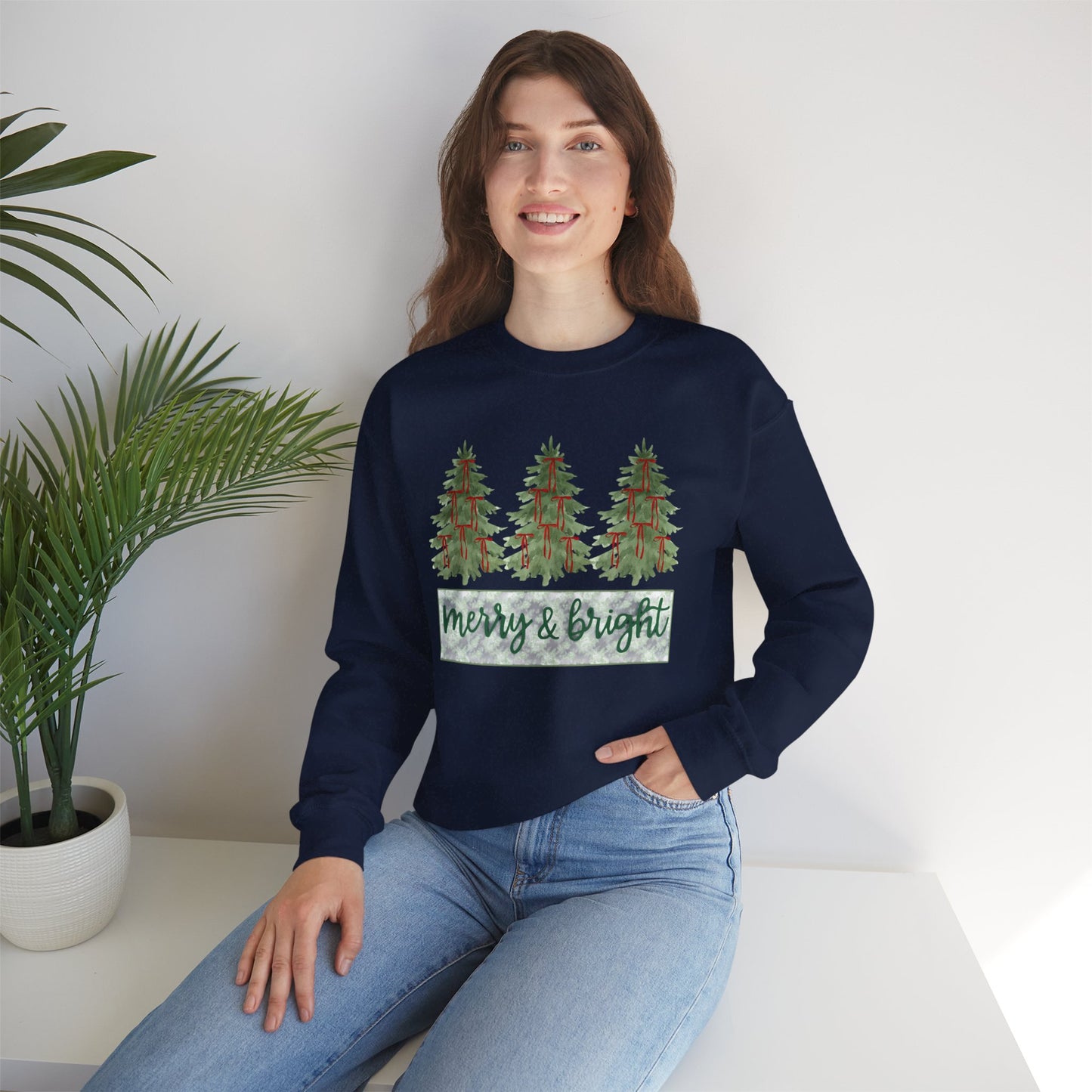 Merry & Bright Crewneck Sweatshirt | Cozy Holiday Gift, Unisex Apparel, Christmas Sweatshirt, Festive Fashion, Winter Wardrobe Essential