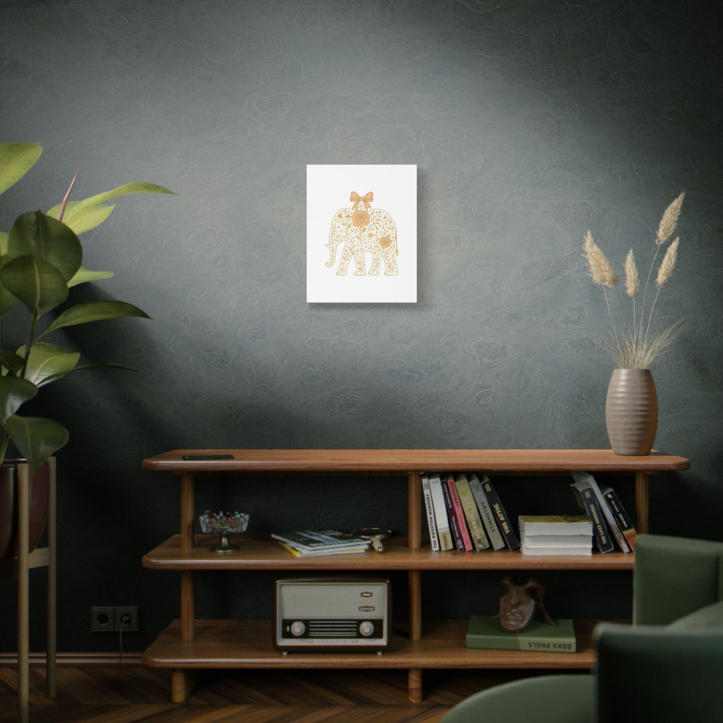 Coquette Elephant Bow Canvas Wall Art