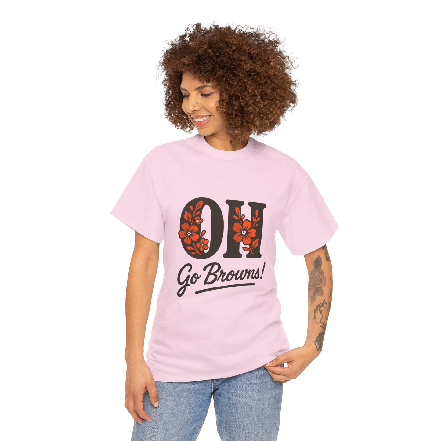 OH Go Browns Floral Unisex Tee, Fan Apparel, Game Day Shirt, Casual Wear, Gift for Sports Lovers
