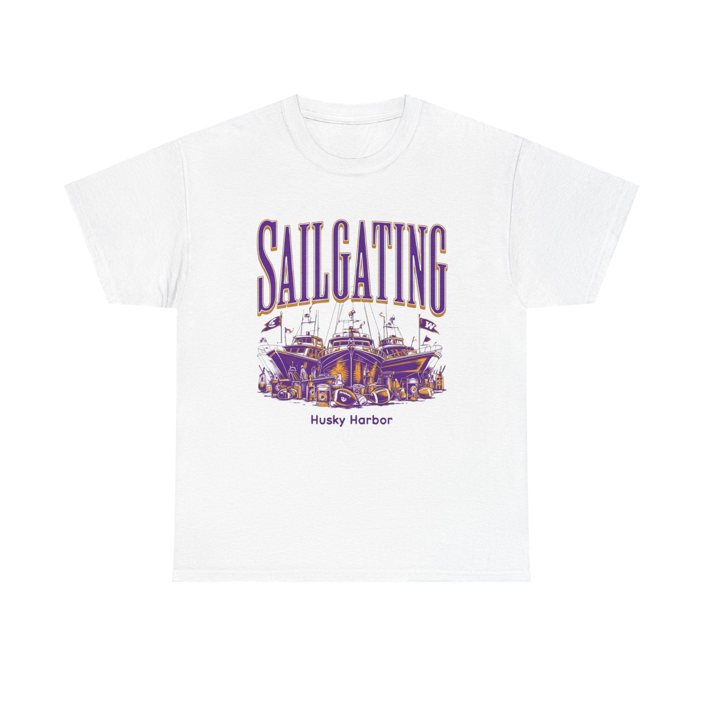 Sailgating Tee - Washington Huskies Unisex Heavy Cotton Shirt