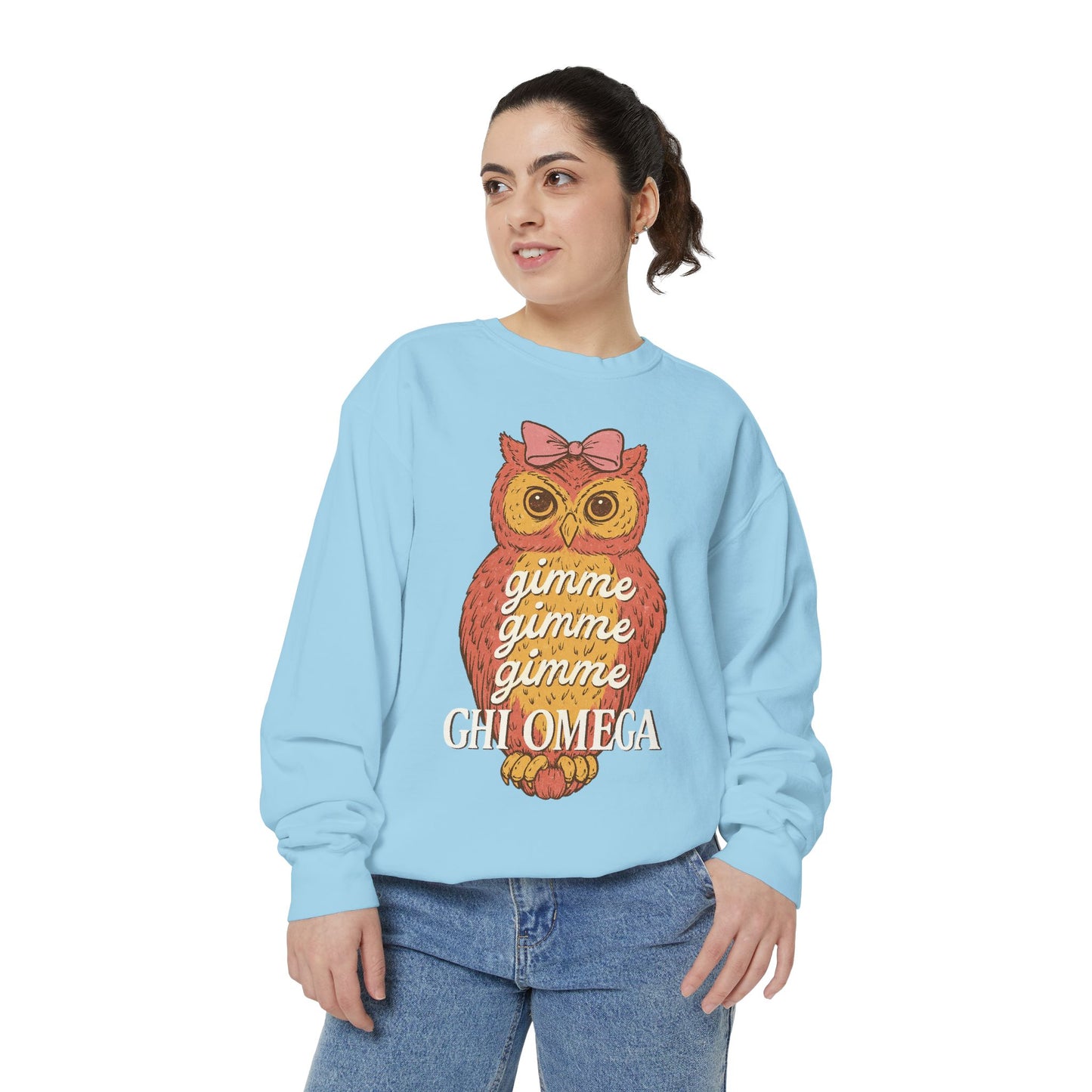 Gimme Gimme Owl Sweatshirt, Unisex Sweatshirt, Sorority Apparel, Cute Owl Design, Cozy Gift, College Sweatshirt