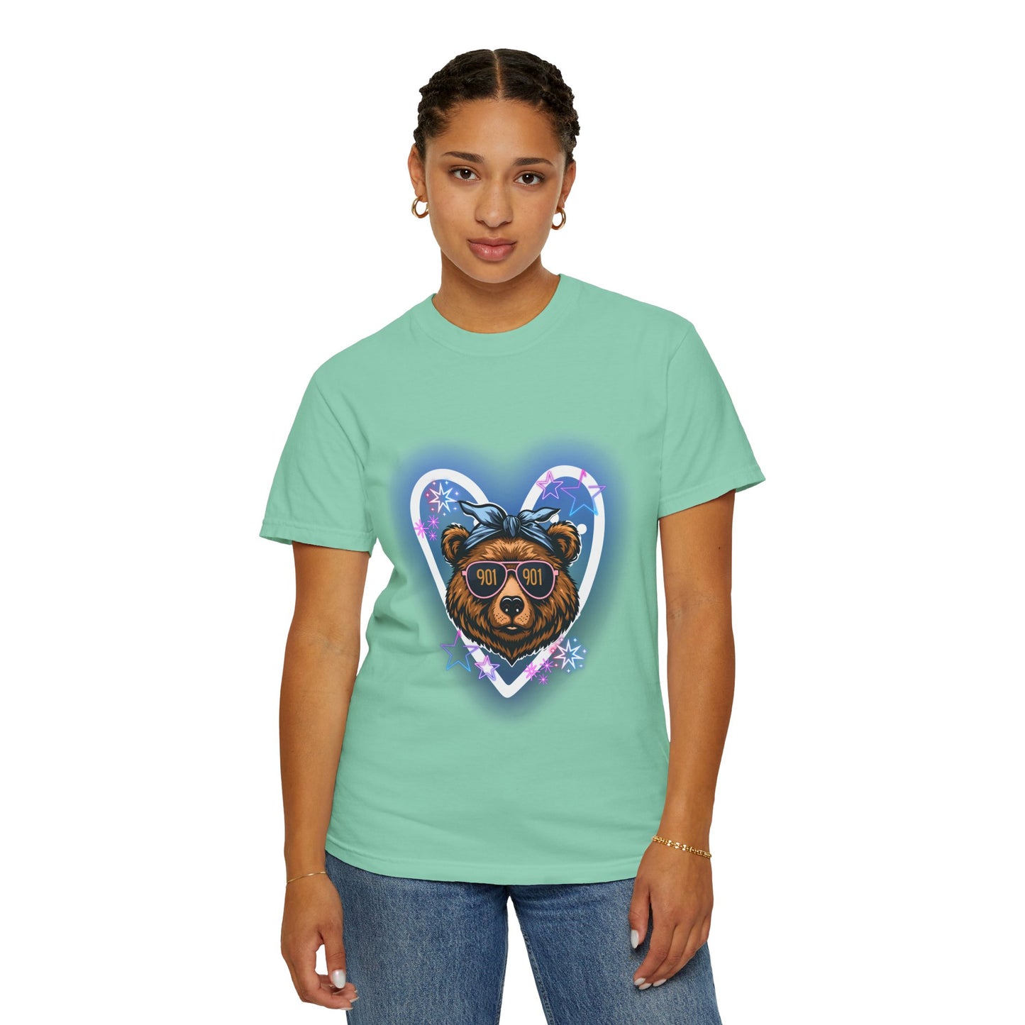 Neon Memphis Bear Graphic T-Shirt, Unisex Fashion Tee, Trendy Apparel, Memphis Grizz, 901 Memphis, Retro Design, Comfort Colors, Memphis Basketball Fan
