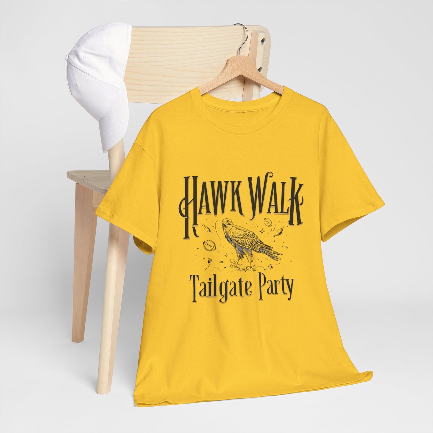 Hawk Walk Tailgate Tee, Unisex Cotton Shirt, Outdoor Event T-Shirt, Festival Wear, Bird Lover Gift, Sports Gathering Apparel