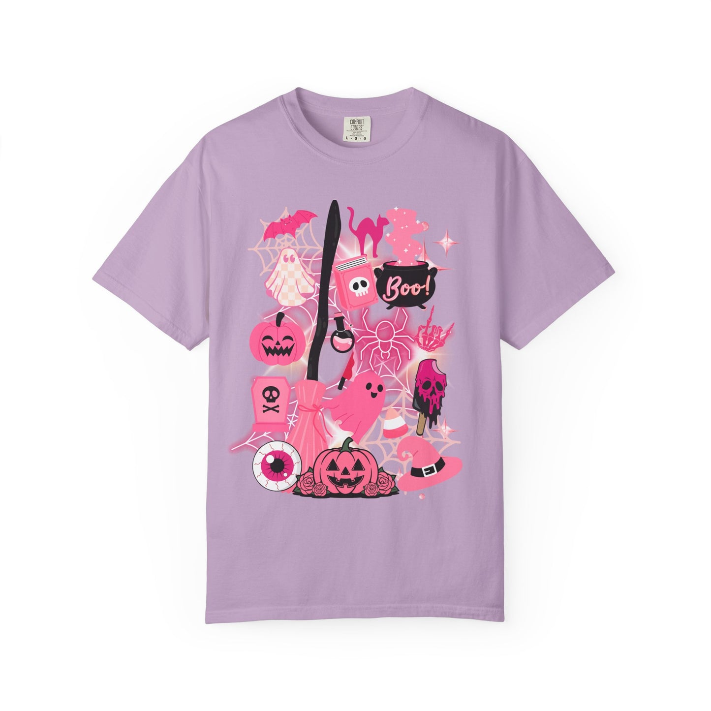 Pink Halloween-Themed Unisex T-shirt, Spooky Shirt, Ghostly Apparel, Boo T-shirt, Fall Fashion, Halloween Costume Top