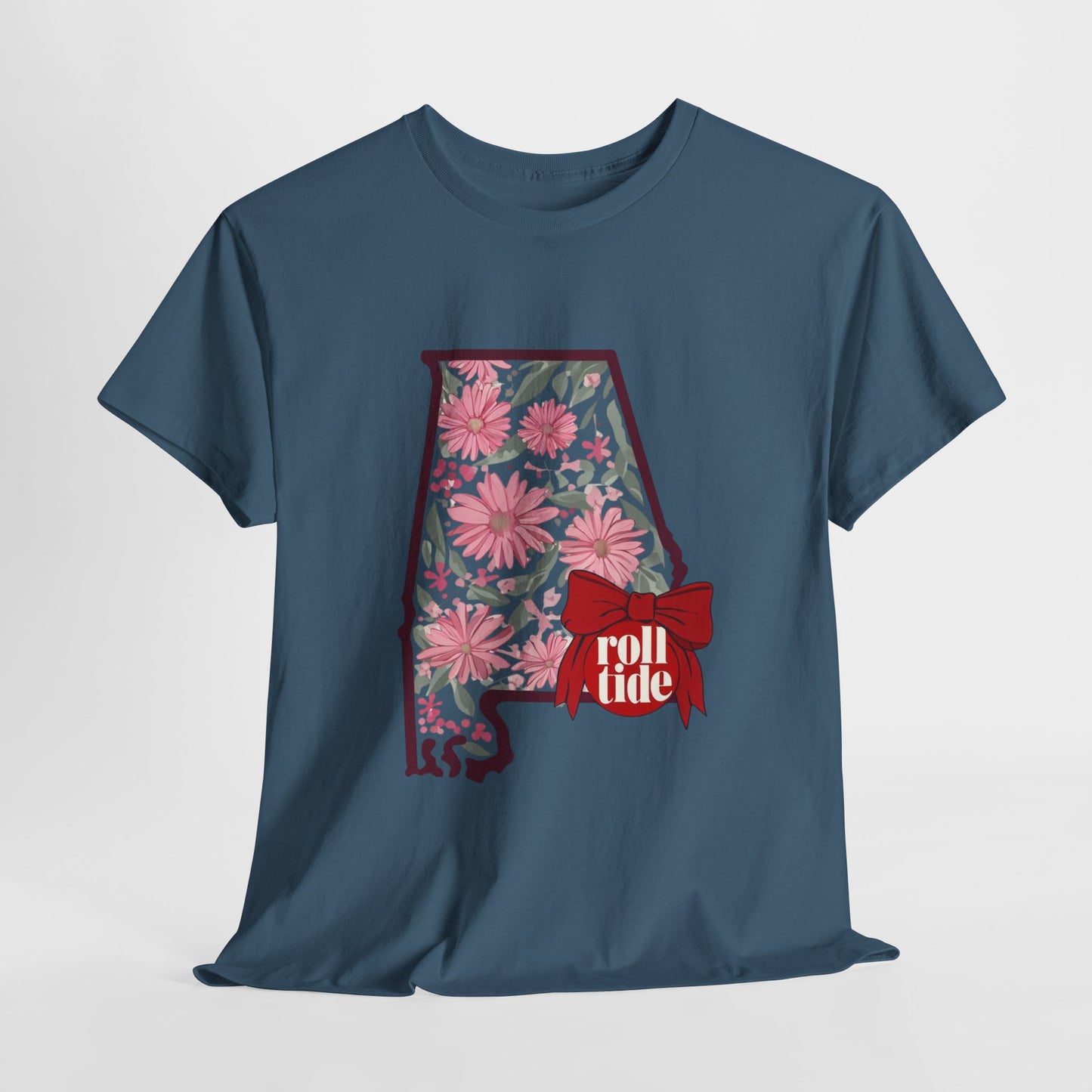 Floral Alabama Tee - Roll Tide Unisex Heavy Cotton T-Shirt, Casual Wear, Game Day Outfit, College Apparel, Southern Pride