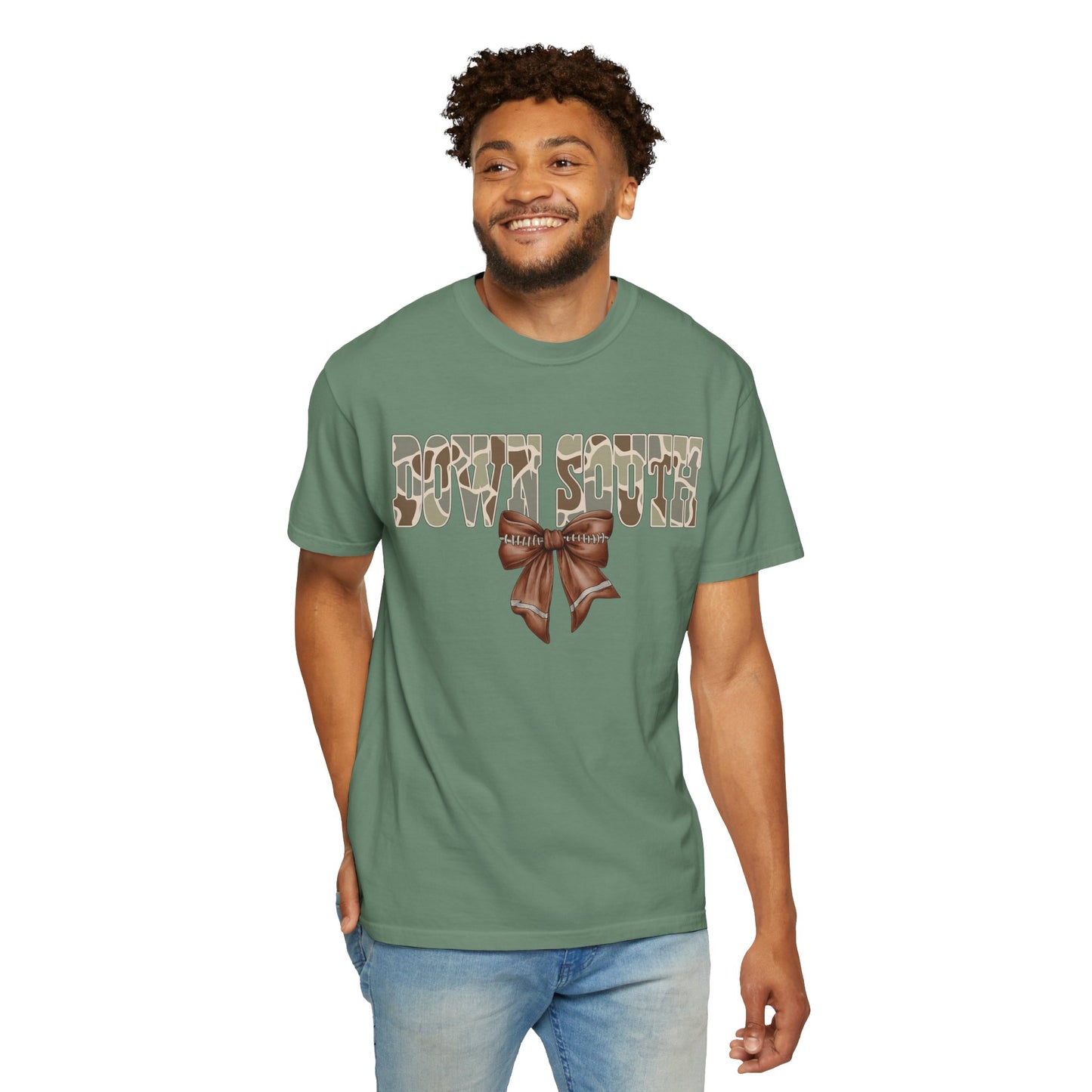 Camo Bow Graphic Tee - Trendy Apparel for Casual Outings and Birthdays