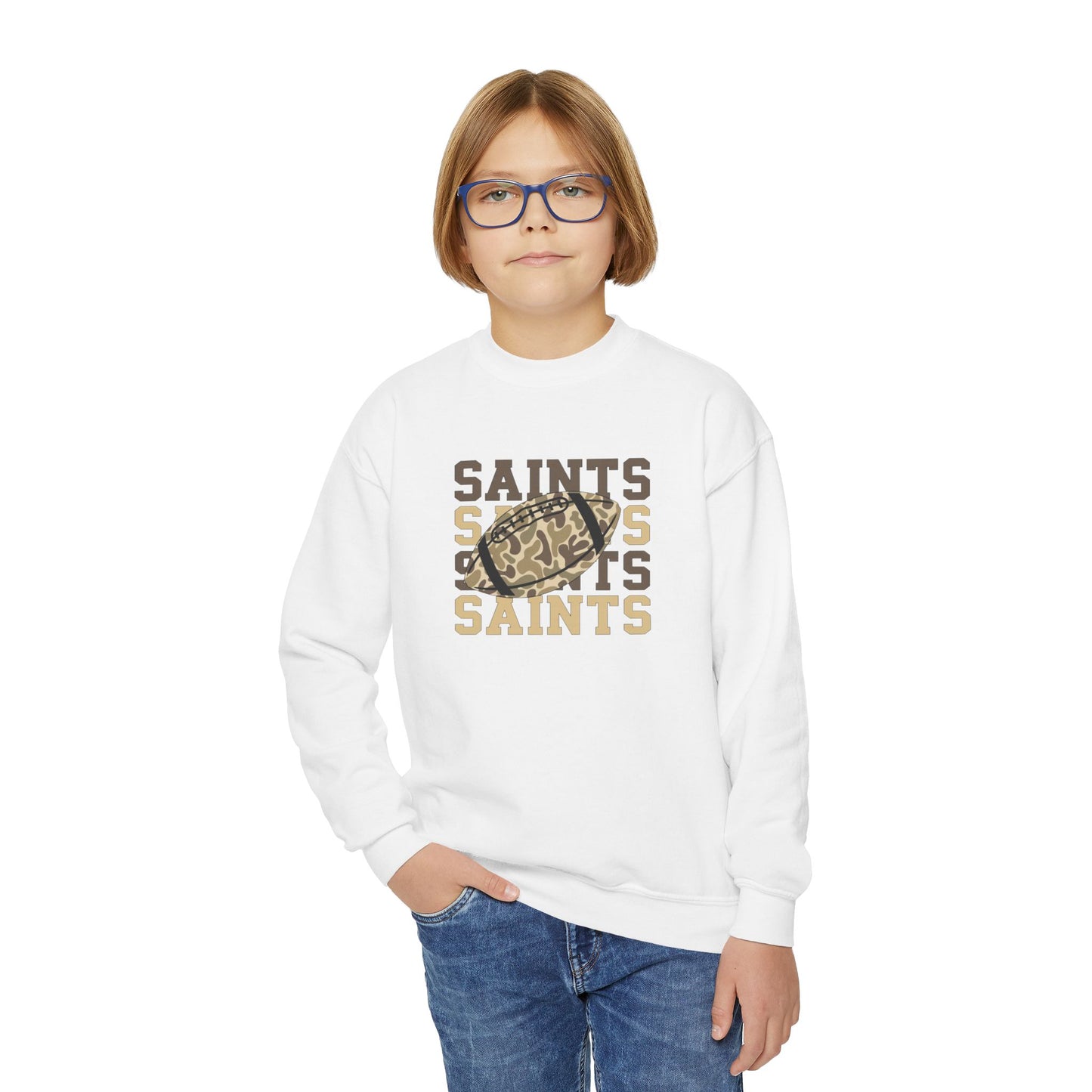Youth Saints Crewneck Sweatshirt, Cozy Youth Sweatshirt, Sports Team Apparel, Perfect for Game Day, Gift for Young Fans