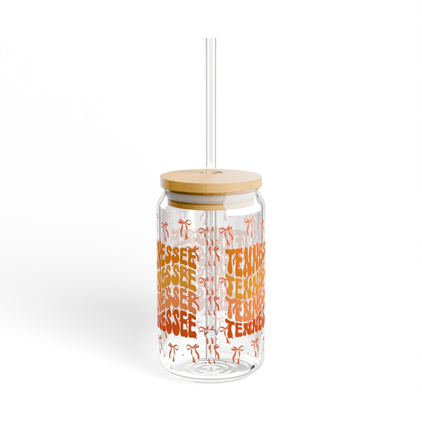 Coquette Bow Tennessee Sipper Glass, Tropical Drinkware, Summer Party Essential, Eco-Friendly Glass Cup, Tn game day, tennessee fan gift, graduation gift