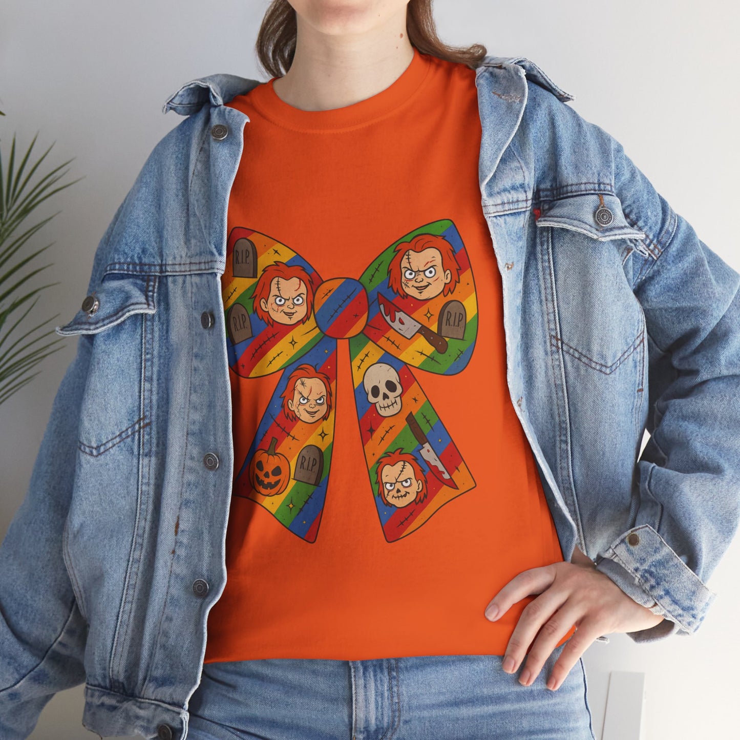 Colorful Halloween Bow Tee, Fun Costume T-Shirt, Halloween Party Shirt, Unisex Graphic Tee, Cozy Everyday Wear, Unique Gift Idea