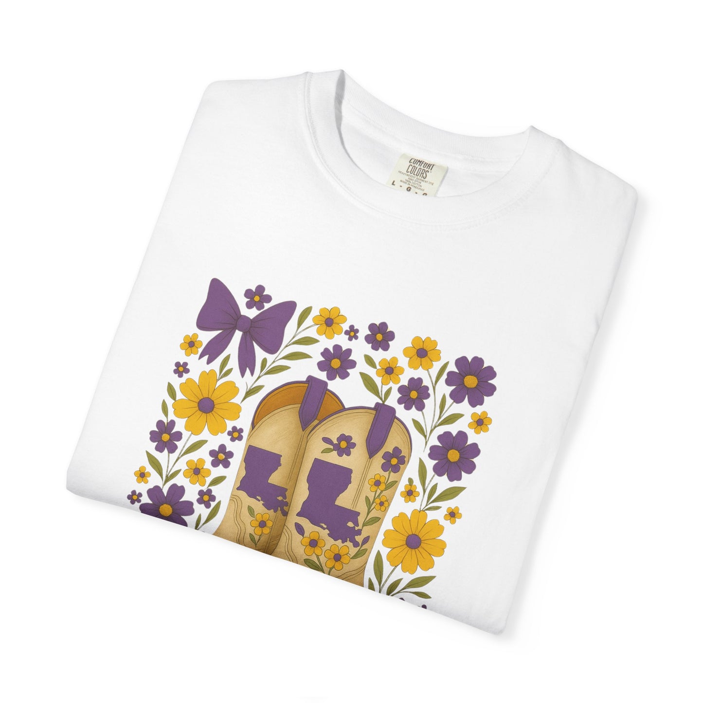 T-Shirt - Western Floral Boot T-Shirt, Vintage Graphic Shirt, Gift for Cowgirl, LSU Tigers, Louisiana Game Day