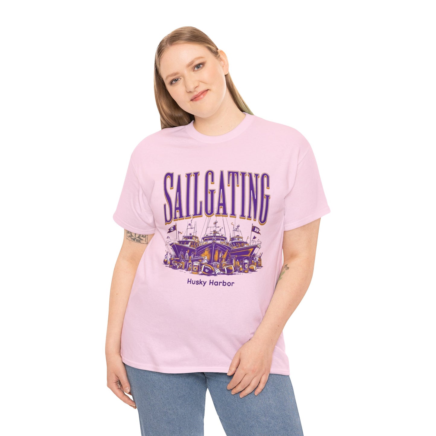 Sailgating Tee - Washington Huskies Unisex Heavy Cotton Shirt